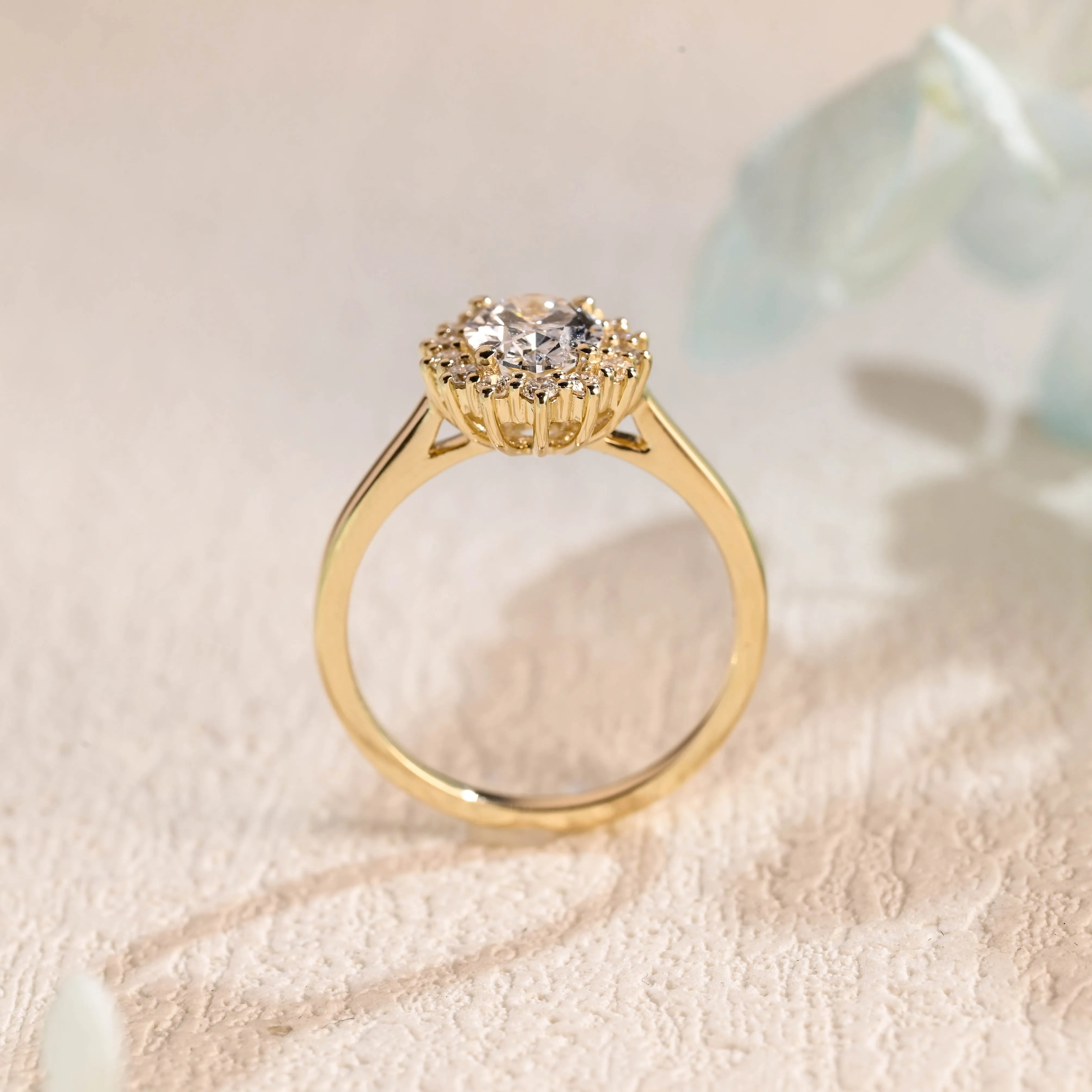 Solid Gold Starburst Oval Moissanite Engagement Ring, Promise Ring sold by Causyou product image thumbnail 5