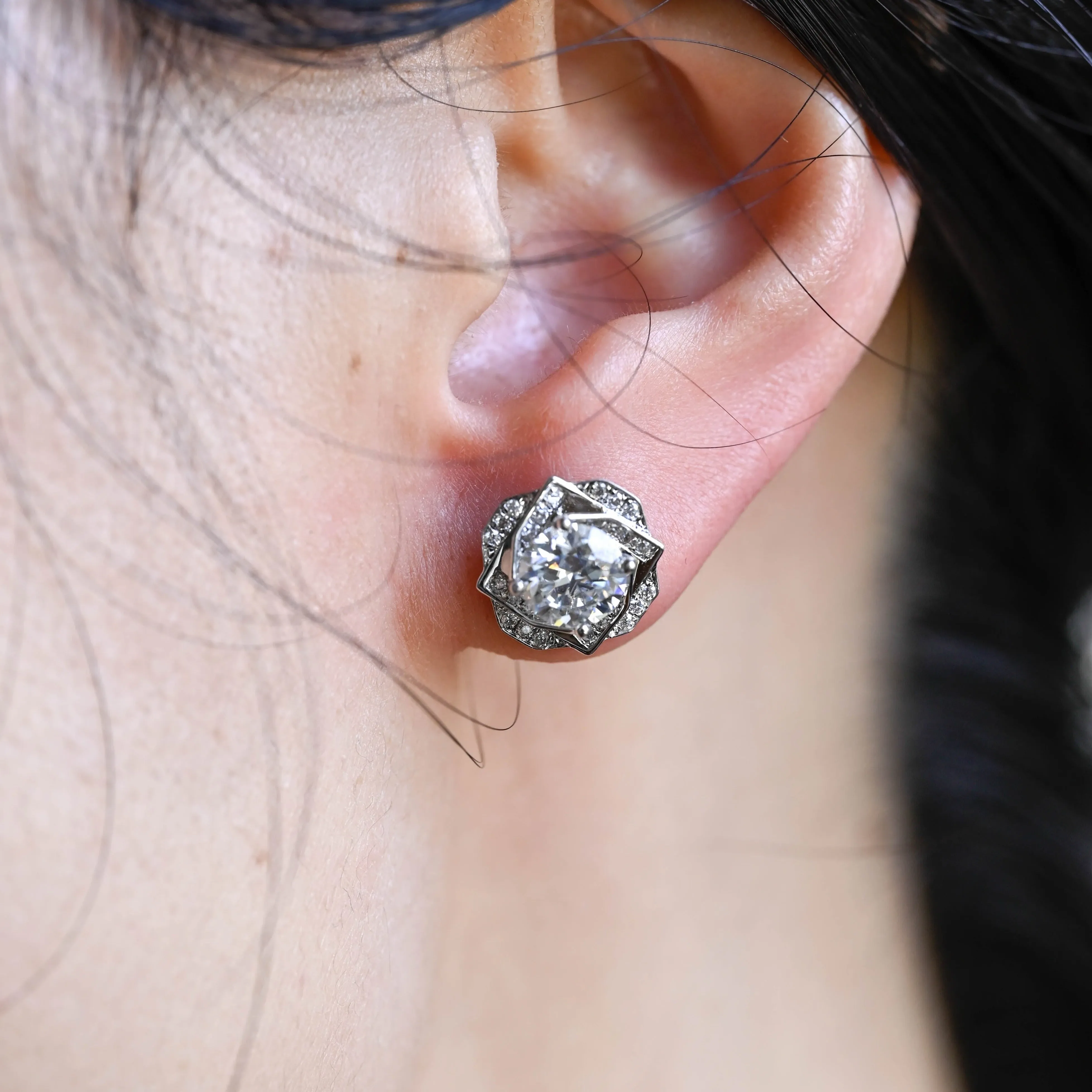 Solid Gold Round Cut Moissanite Earrings Studs, Wedding Studs, Anniversary Gift for Woman, Wife sold by Causyou product image thumbnail 3