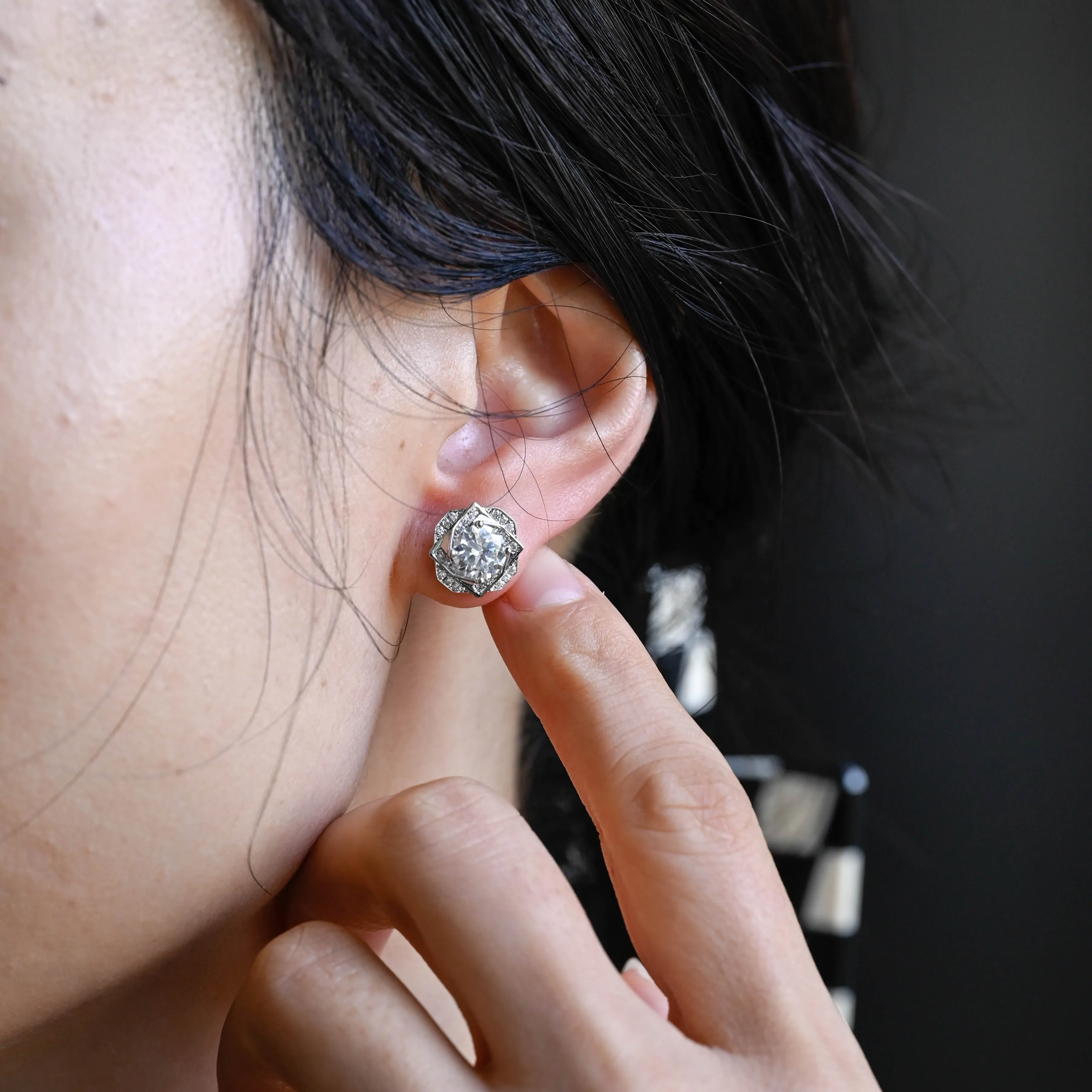 Solid Gold Round Cut Moissanite Earrings Studs, Wedding Studs, Anniversary Gift for Woman, Wife sold by Causyou product image thumbnail 2