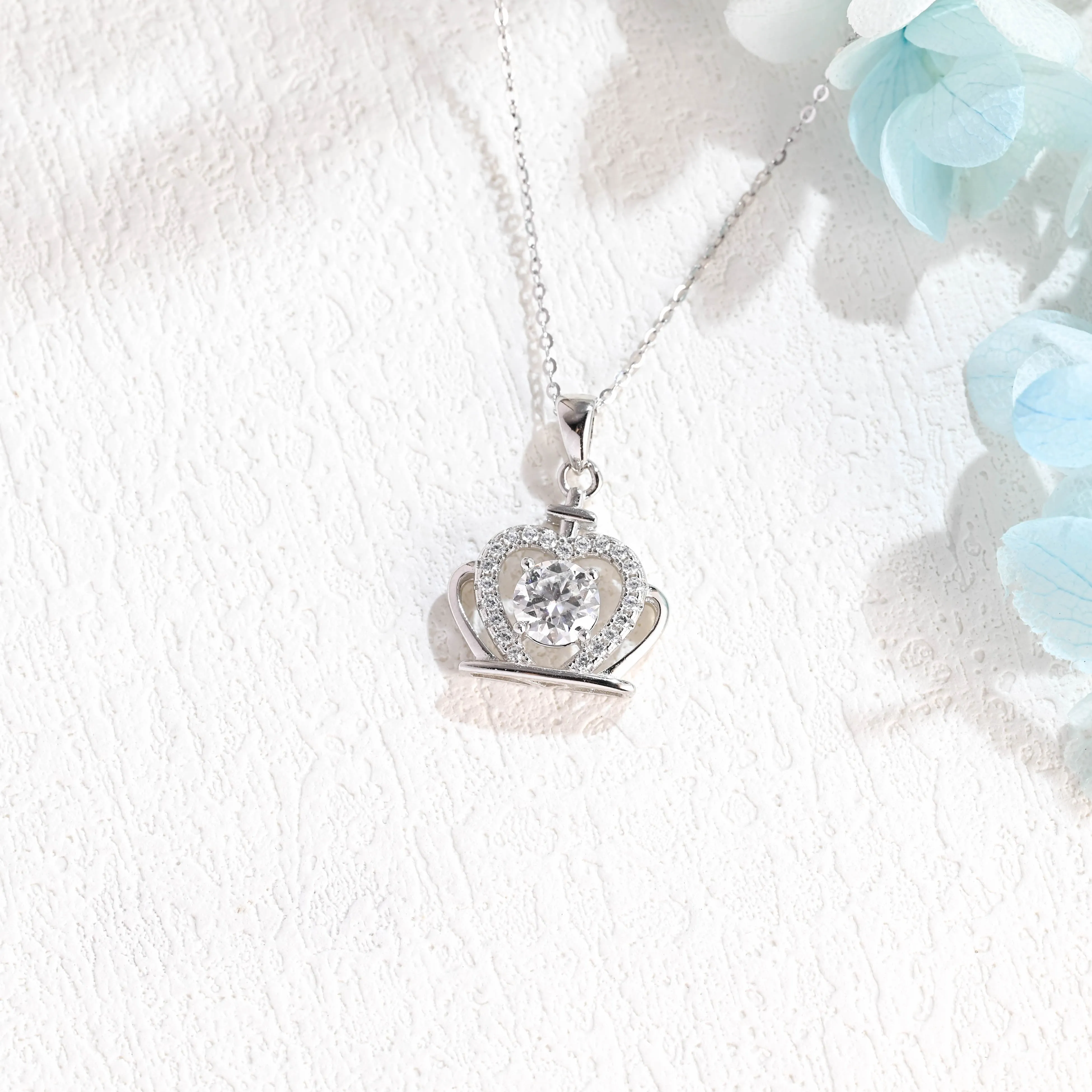Solid Gold Round Cut Moissanite Pendant, Queen Style Necklace, Anniversary Gift for Women, Wife sold by Causyou