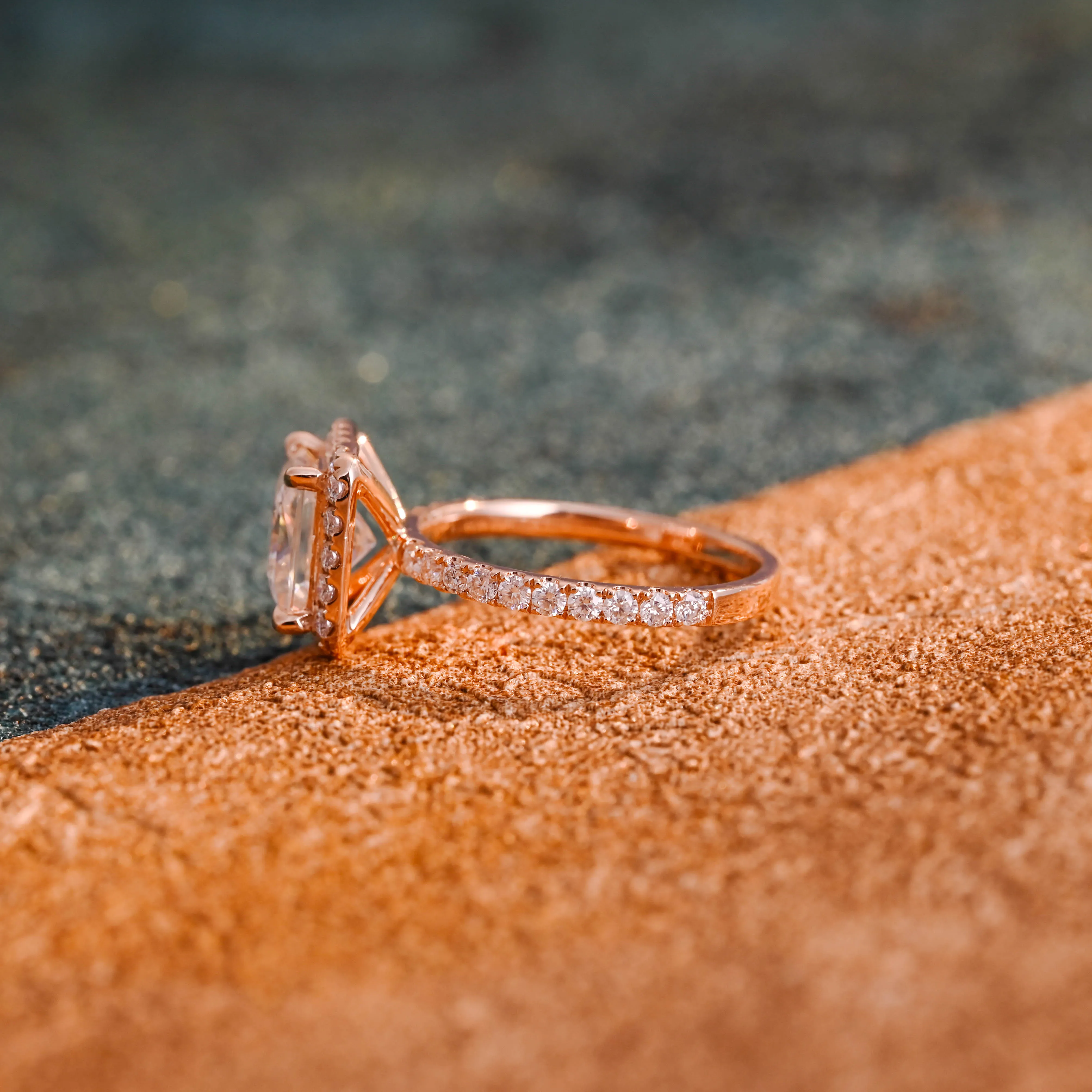 CausYou Solid Gold D/VS1 Princess Cut Lab Grown Diamond Engagement Ring, Halo Half Eternity Wedding Ring sold by Causyou product image thumbnail 4