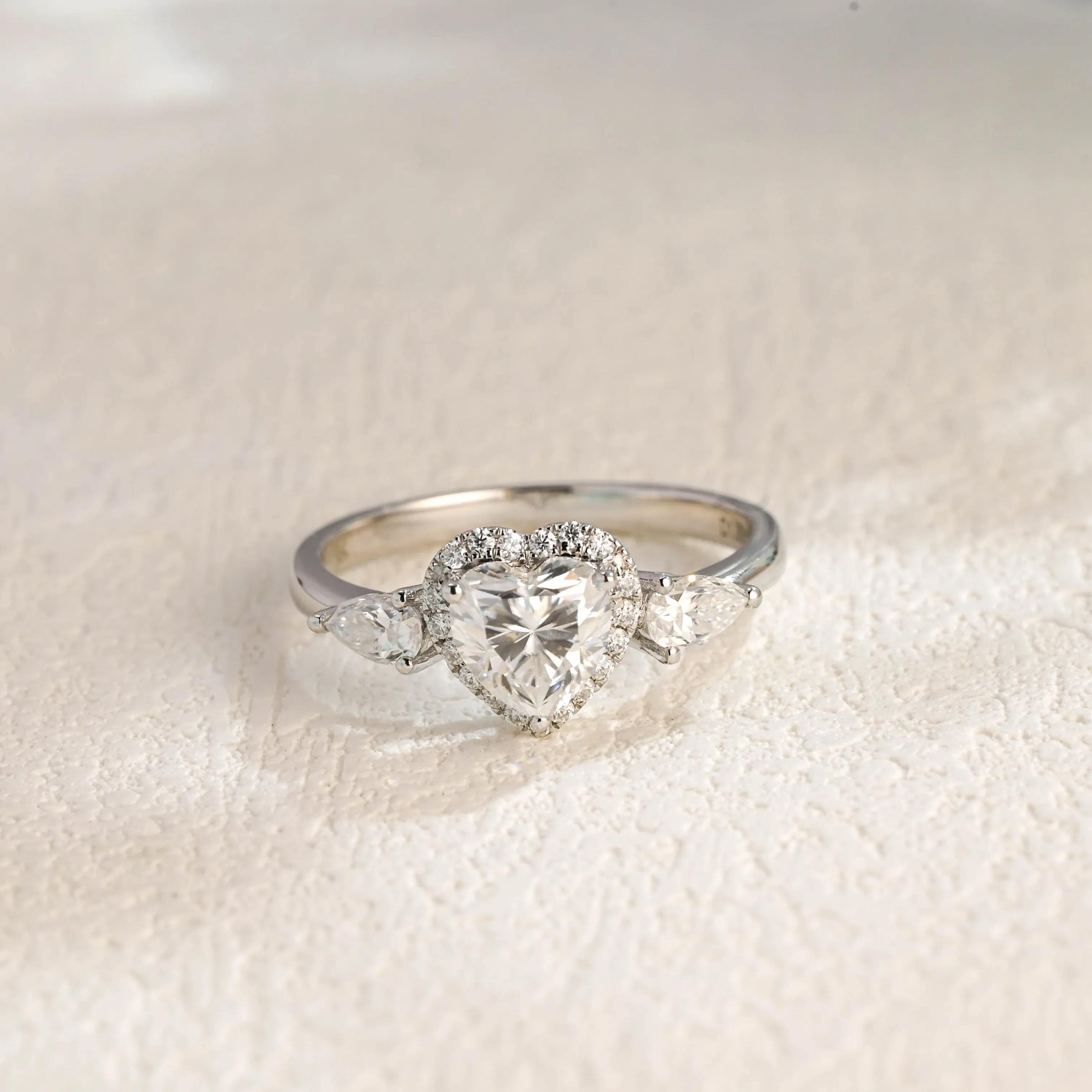 Solid Gold Heart Cut Moissanite Engagement Ring, Promise Ring, Proposal Ring, Gift for Women Wife sold by Causyou