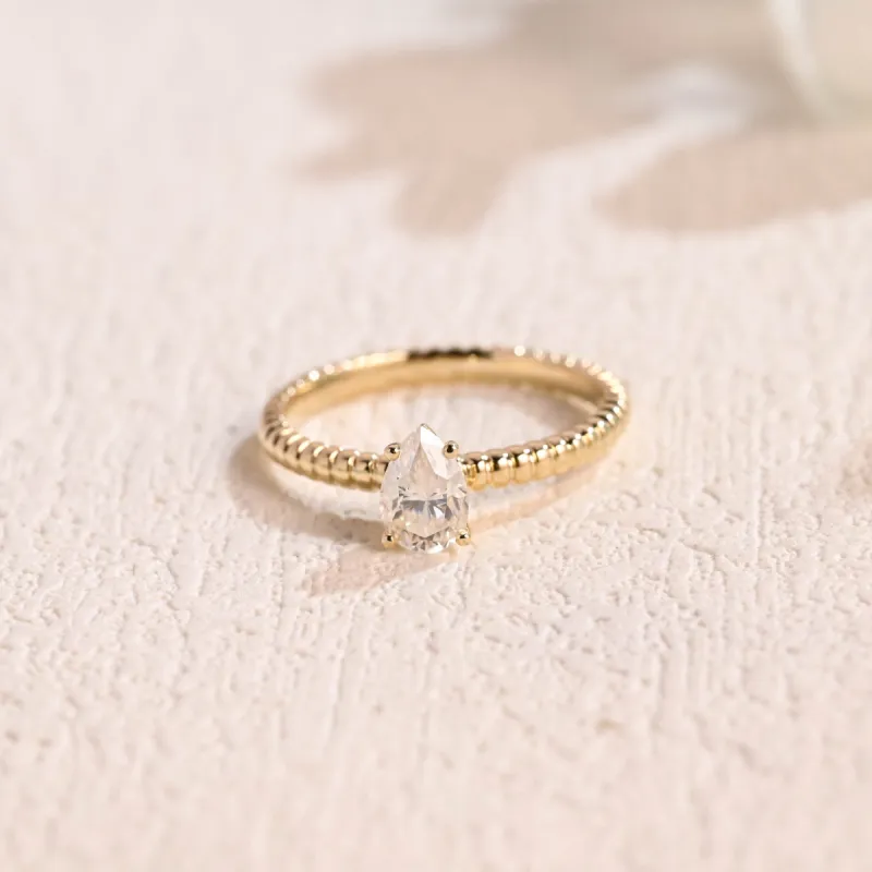 CausYou Solid Gold Pear Cut Moissanite Engagement Ring, Solitaire Wedding Ring for Women sold by Causyou