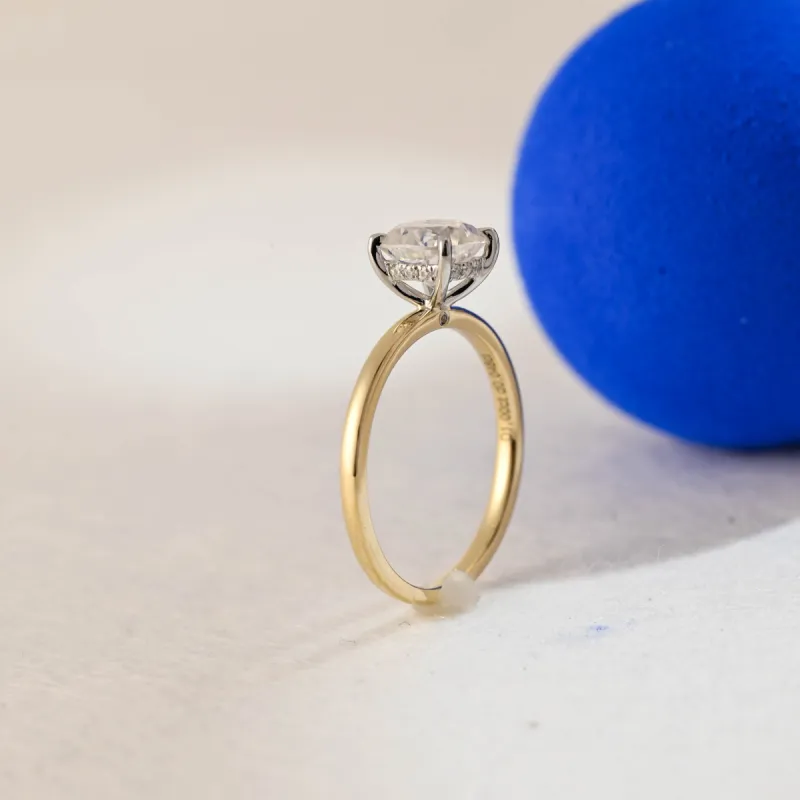 Solid Gold Two Tone Cushion Cut Moissanite Engagament Ring, Promise Ring, Proposal Ring sold by Causyou