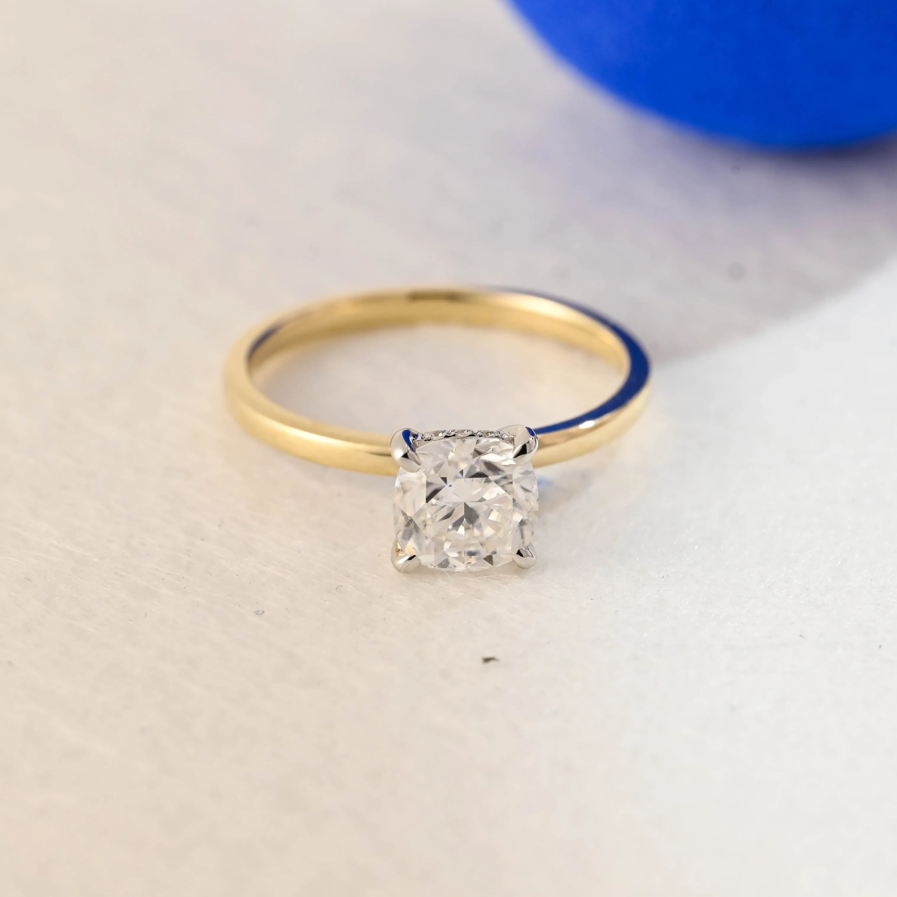 Solid Gold Two Tone Cushion Cut Moissanite Engagament Ring, Promise Ring, Proposal Ring sold by Causyou product image thumbnail 5