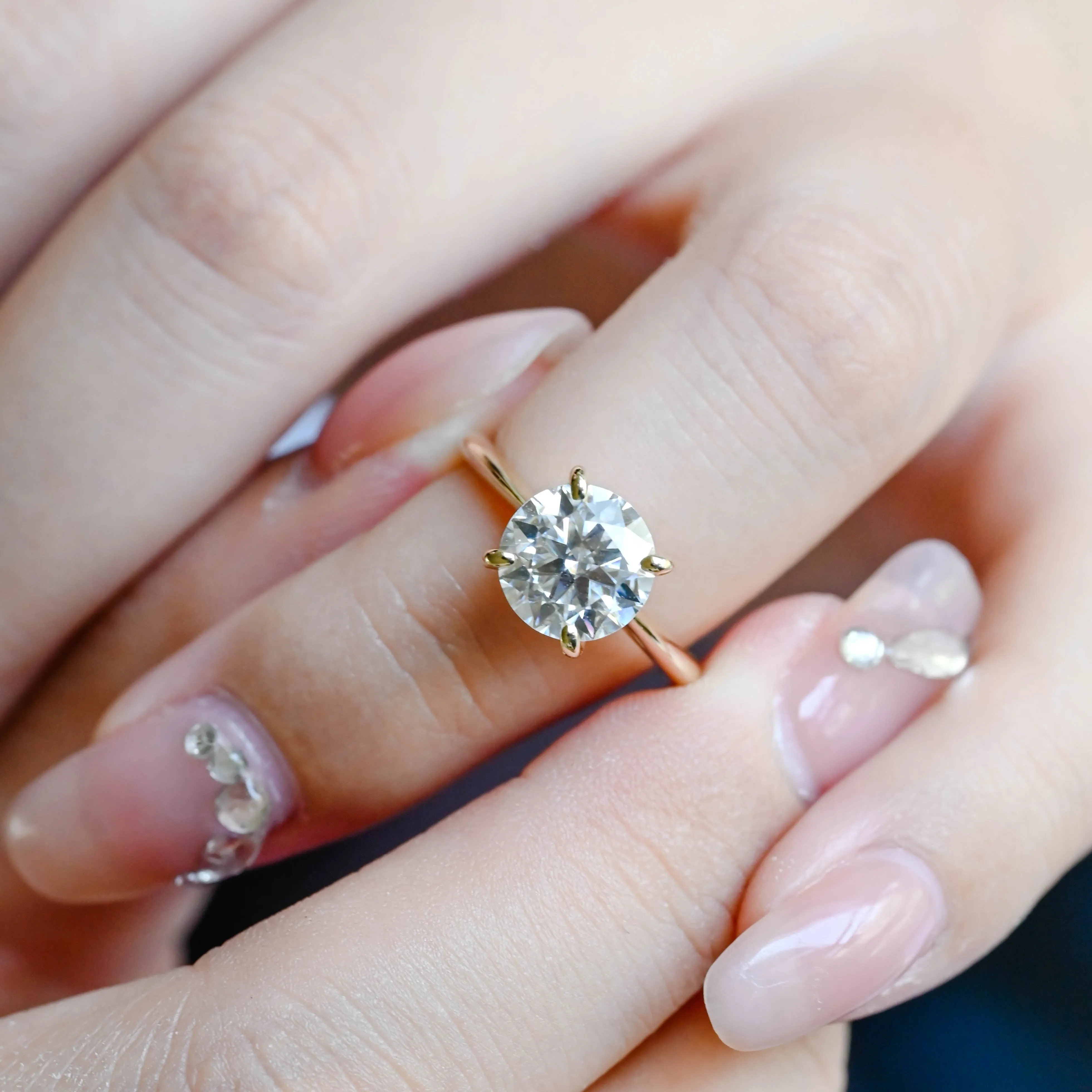 CausYou Solid Gold D/VS1 Lab Grown Diamond Round Cut Engagement Ring, Solitaire Wedding Bridal Ring sold by Causyou product image thumbnail 4