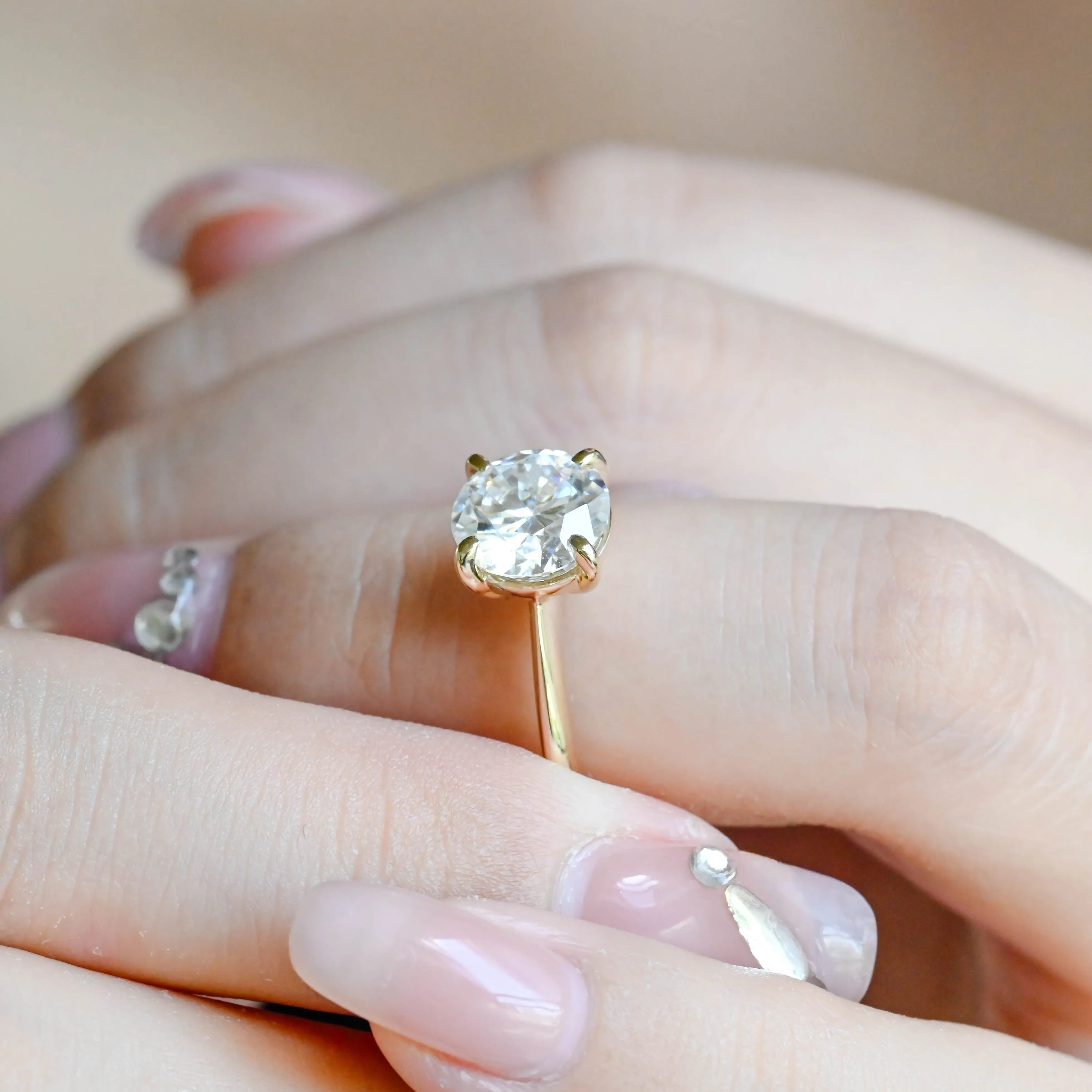 CausYou Solid Gold D/VS1 Lab Grown Diamond Round Cut Engagement Ring, Solitaire Wedding Bridal Ring sold by Causyou product image thumbnail 3