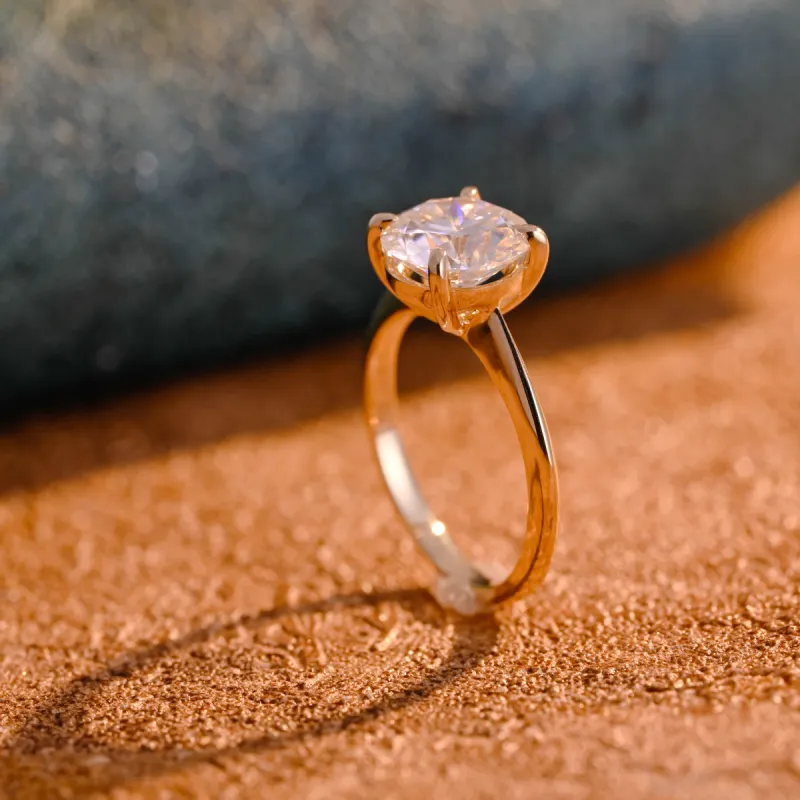 CausYou Solid Gold D/VS1 Lab Grown Diamond Round Cut Engagement Ring, Solitaire Wedding Bridal Ring sold by Causyou