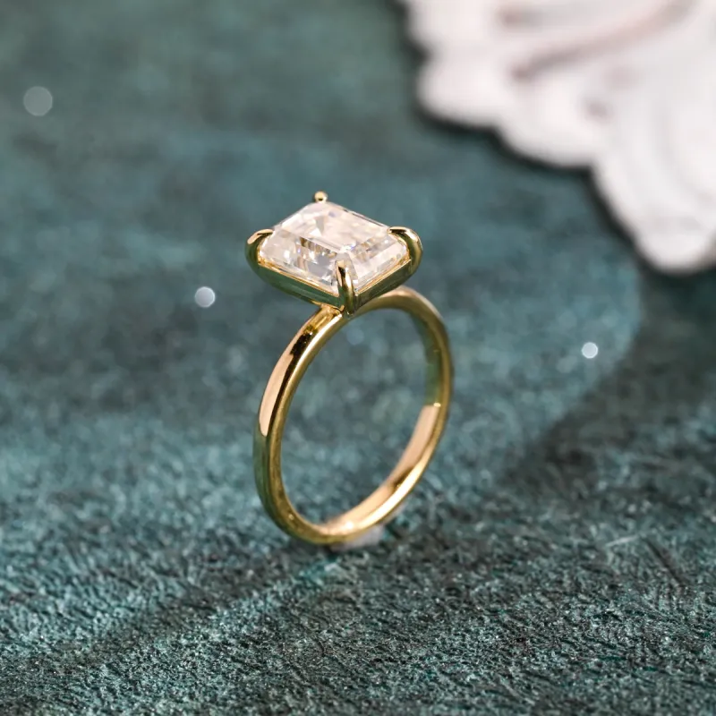 CausYou Solid Gold D/VS1 Emerald Cut Lab Grown Diamond Engagement Ring, Solitaire Bridal Promise Ring sold by Causyou