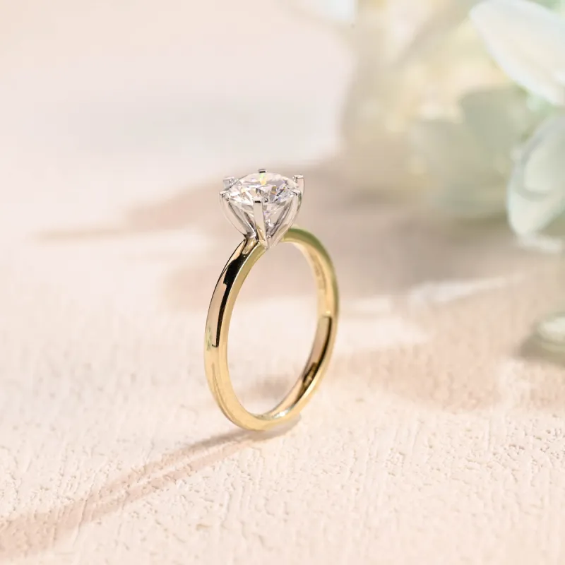 Solid Gold D/VS1 Lab Grown Round Cut Diamond Engagement Ring, Solitaire Promise Ring, Gift for Woman, Wife sold by Causyou