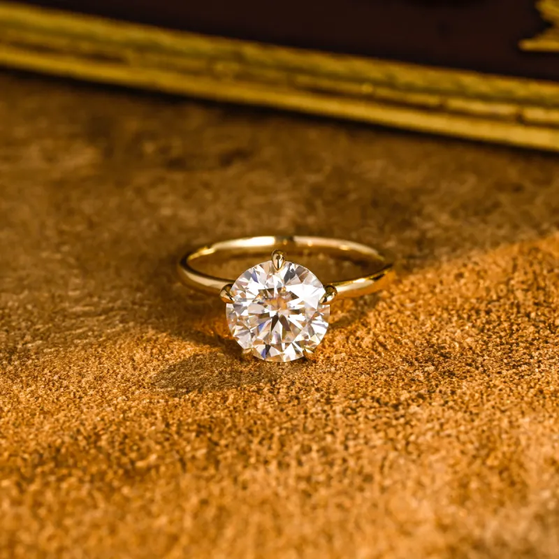 CausYou Solid Gold D/VS1 5 Prongs Round Cut Diamond Ring, Lab Grown Diamond Engagement Ring sold by Causyou
