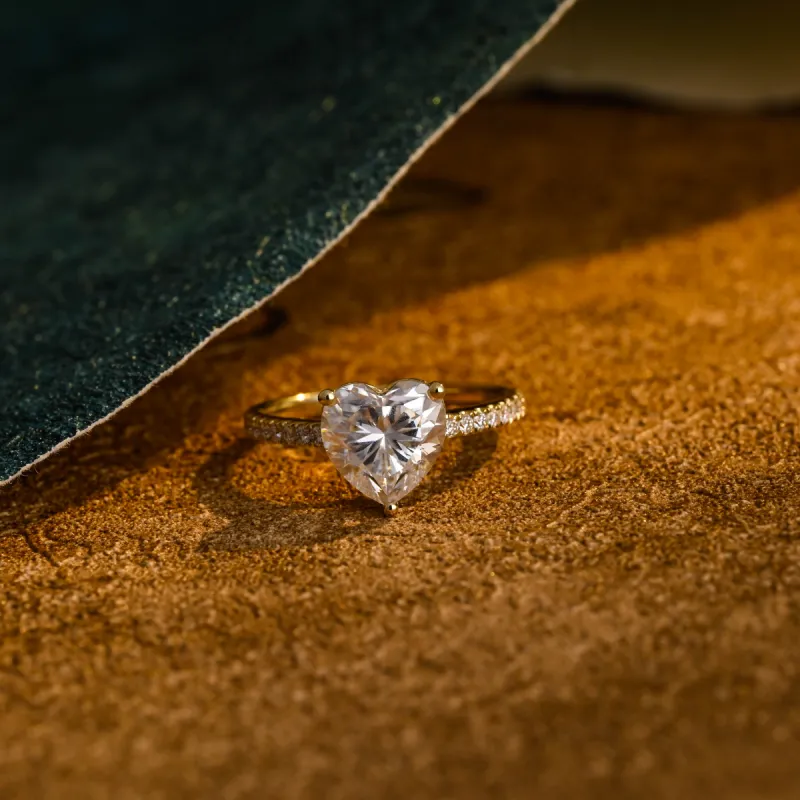 CausYou Solid Gold D/VS1 Heart Cut Lab Grown Diamond Engagement Ring, Pave Wedding Bridal Ring sold by Causyou
