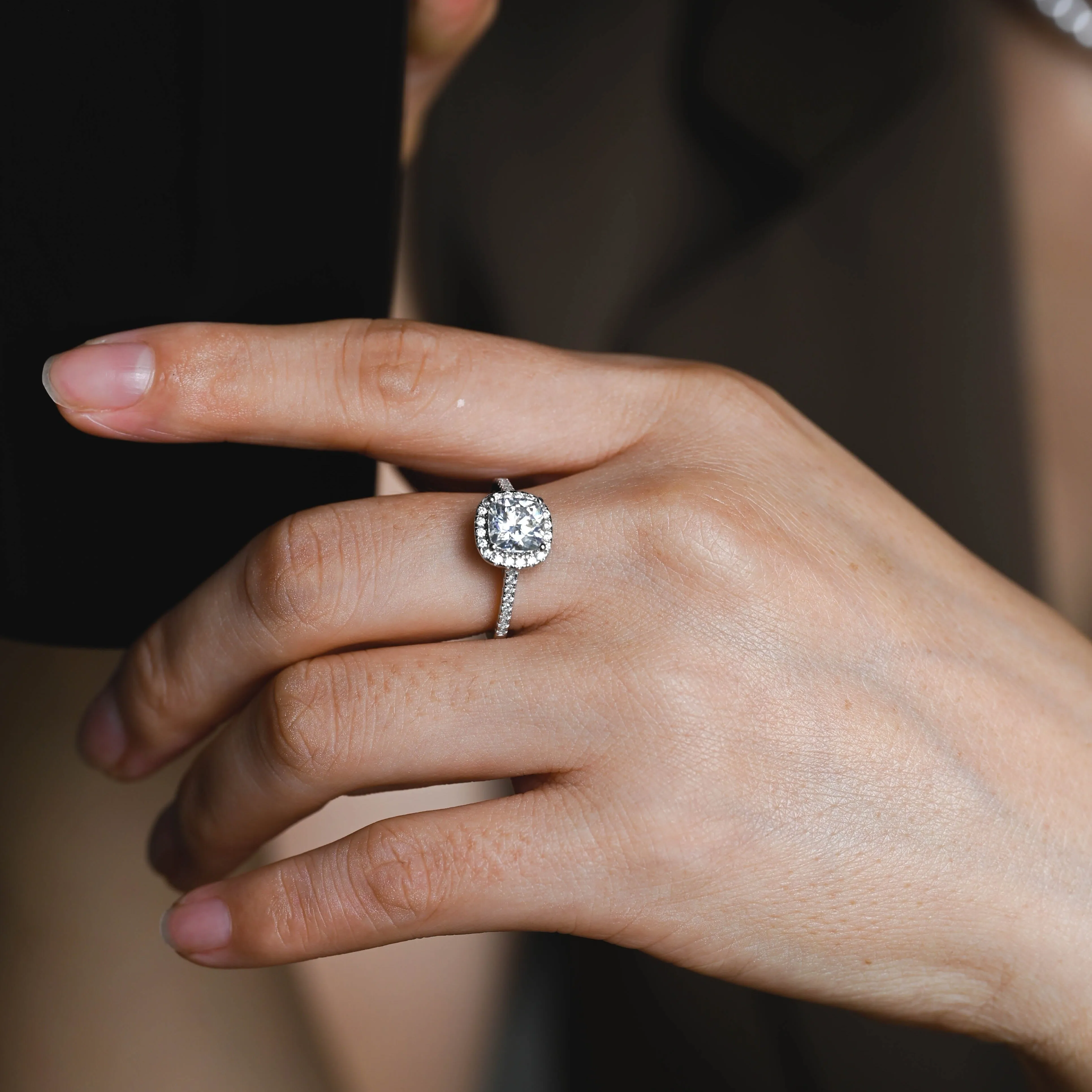 Solid Gold Cushion Cut Moissanite Engagement Ring, Promise Ring, Proposal Ring, Gift for Women Wife sold by Causyou product image thumbnail 4