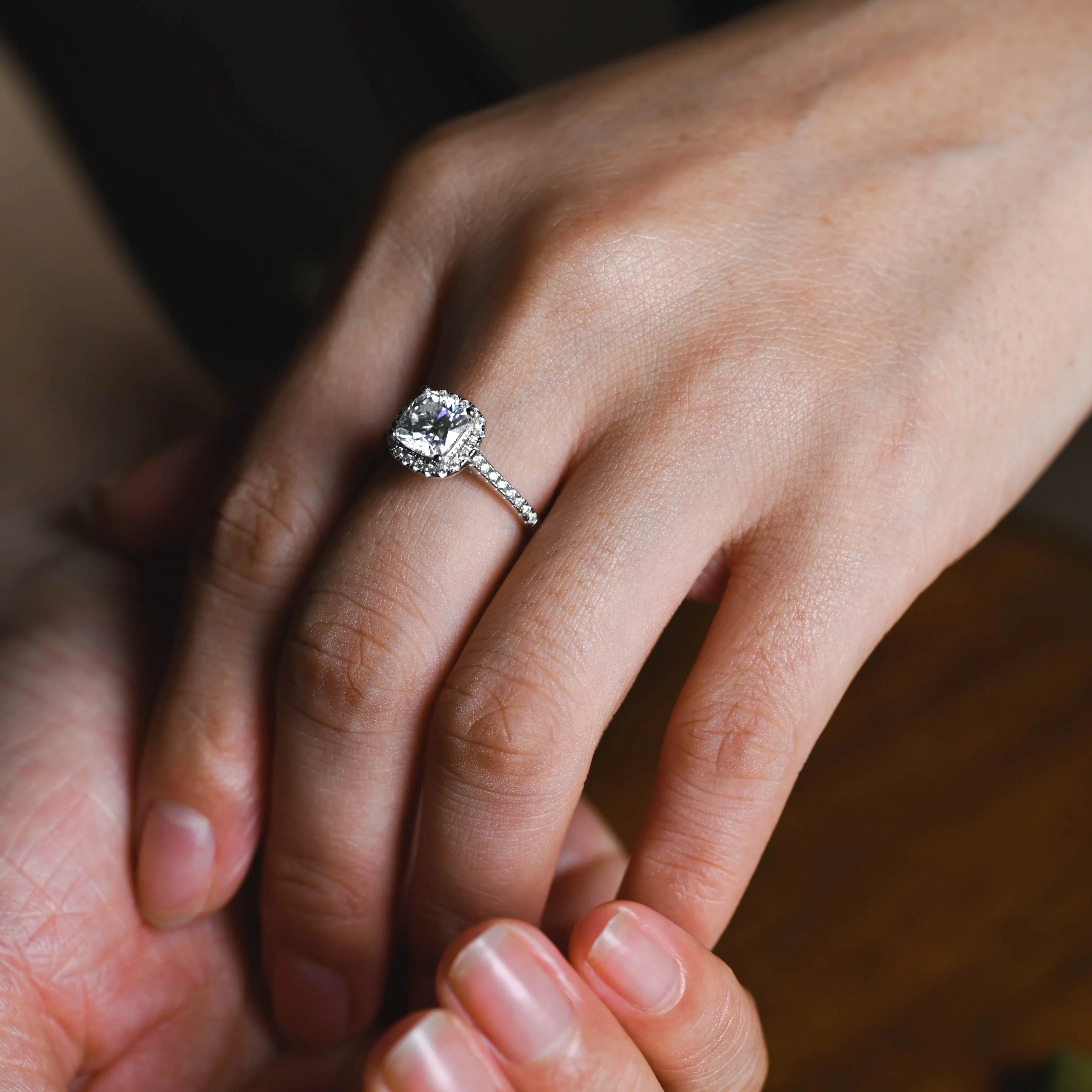 Solid Gold Cushion Cut Moissanite Engagement Ring, Promise Ring, Proposal Ring, Gift for Women Wife sold by Causyou product image thumbnail 3