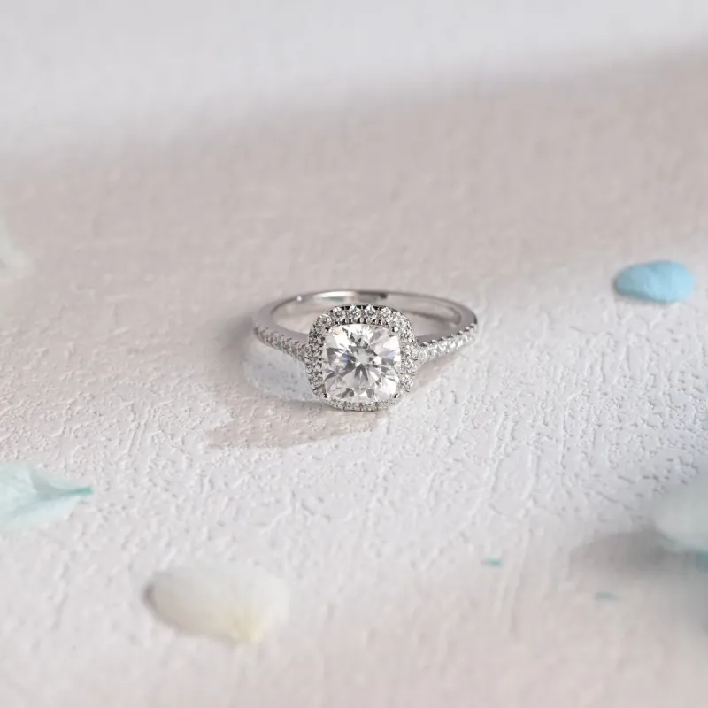 Solid Gold Cushion Cut Moissanite Engagement Ring, Promise Ring, Proposal Ring, Gift for Women Wife sold by Causyou