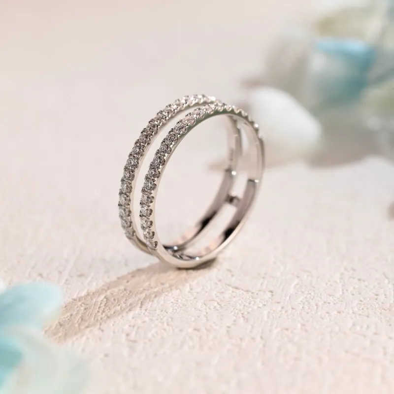 Solid Gold Half Eternity Round Cut Moissanite Enhancer Ring made by Causyou