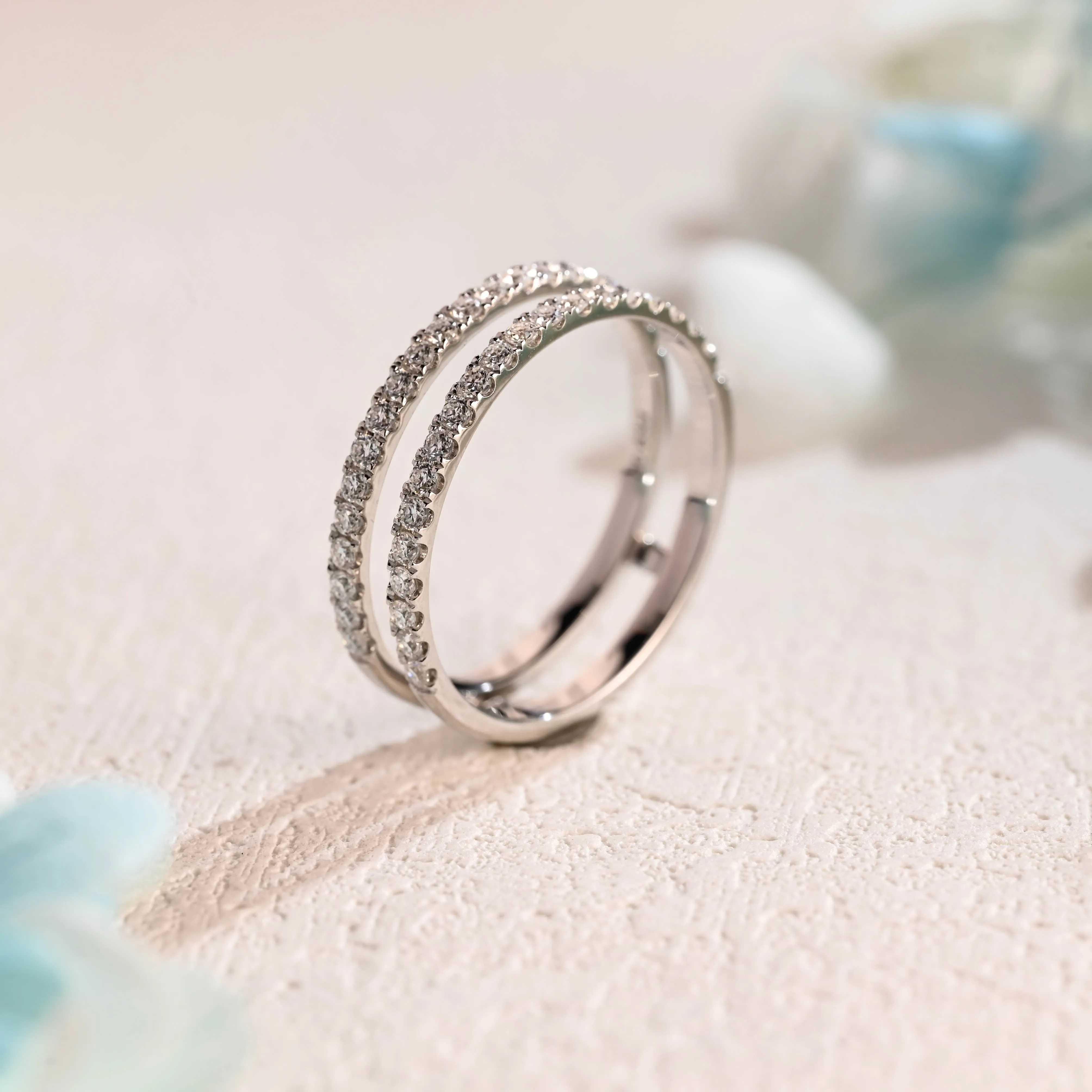 Solid Gold Half Eternity Round Cut Moissanite Enhancer Ring sold by Causyou