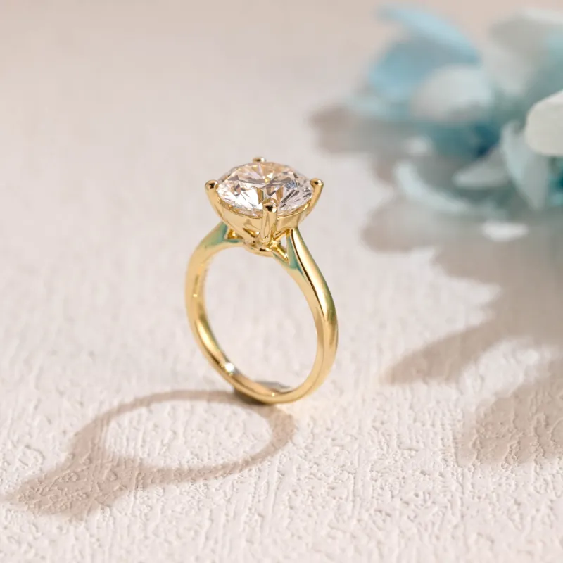 Solid Gold Round Cut Moissanite Engagement Ring, Solitaire Promise Ring, Wedding Ring, Gift for Women, Wife sold by Causyou