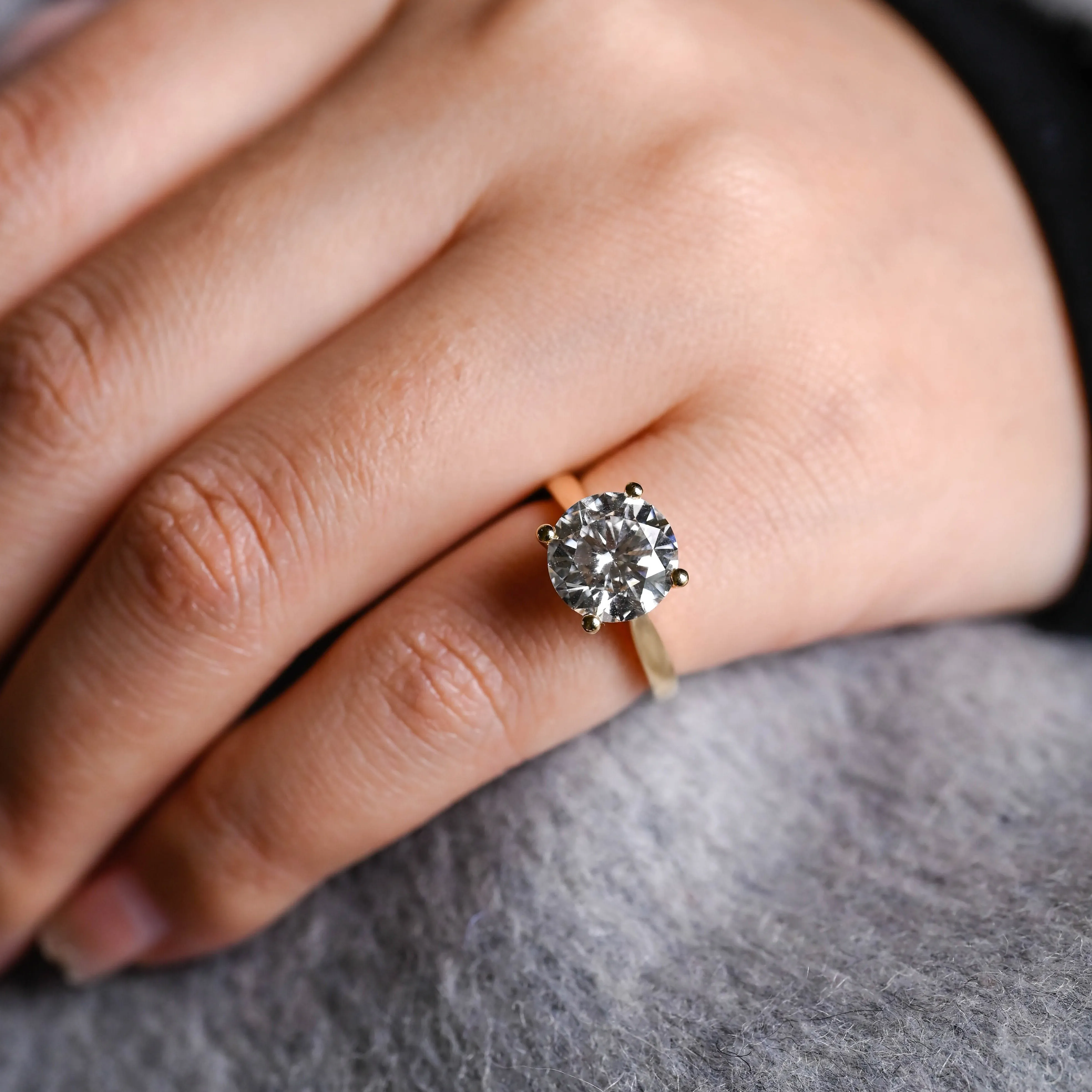 Solid Gold Round Cut Moissanite Engagement Ring, Solitaire Promise Ring, Wedding Ring, Gift for Women, Wife sold by Causyou product image thumbnail 3