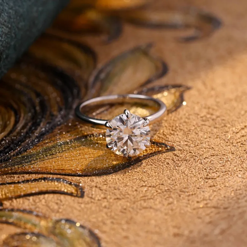 CausYou Solid Gold D/VS1 Round Cut Diamond Ring, Lab Grown Diamond Engagement Ring, Wedding Promise Ring sold by Causyou