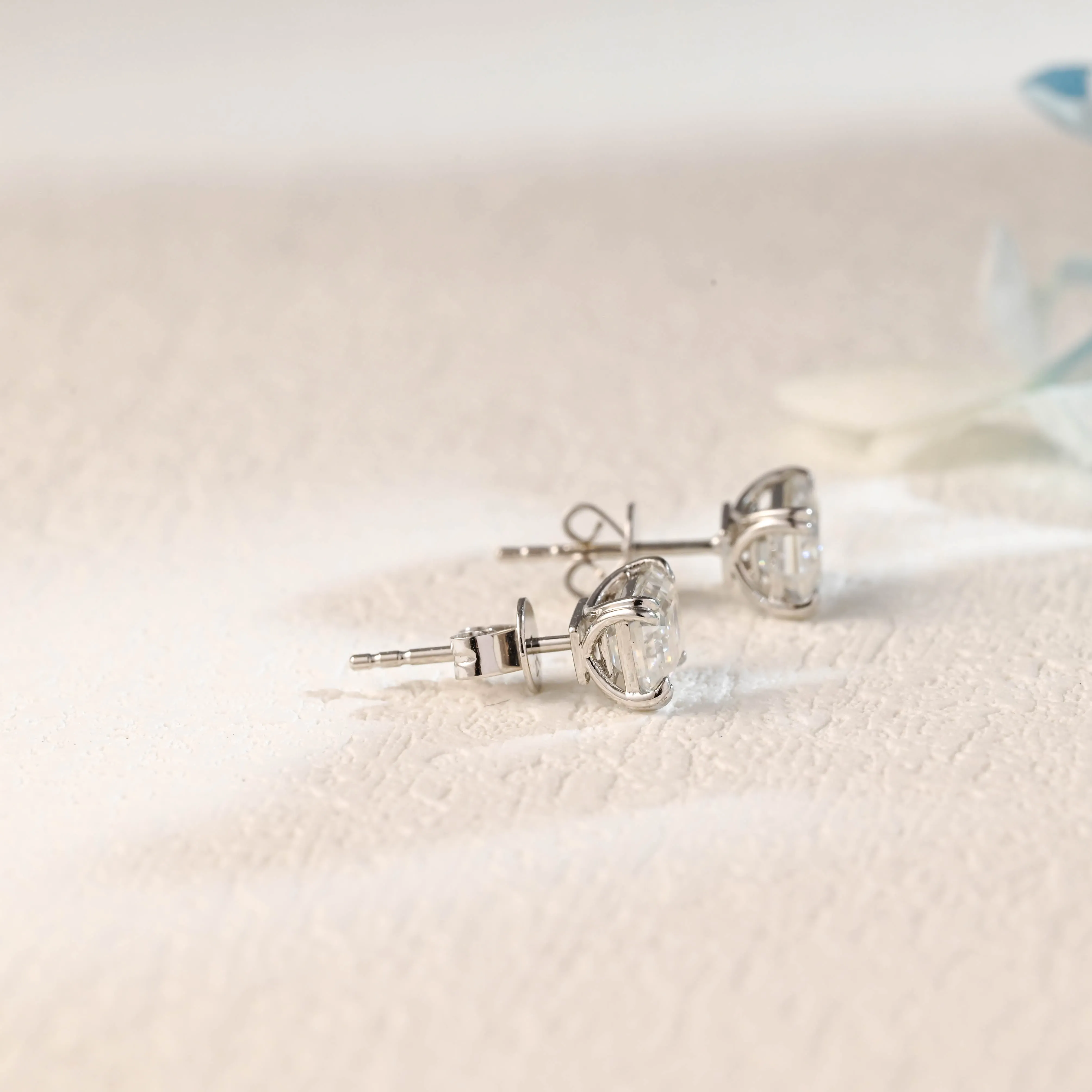 CausYou Solid Gold Emerald Cut Moissanite Earrings Studs, Solitaire Studs Accessories for Women Wife sold by Causyou product image thumbnail 5