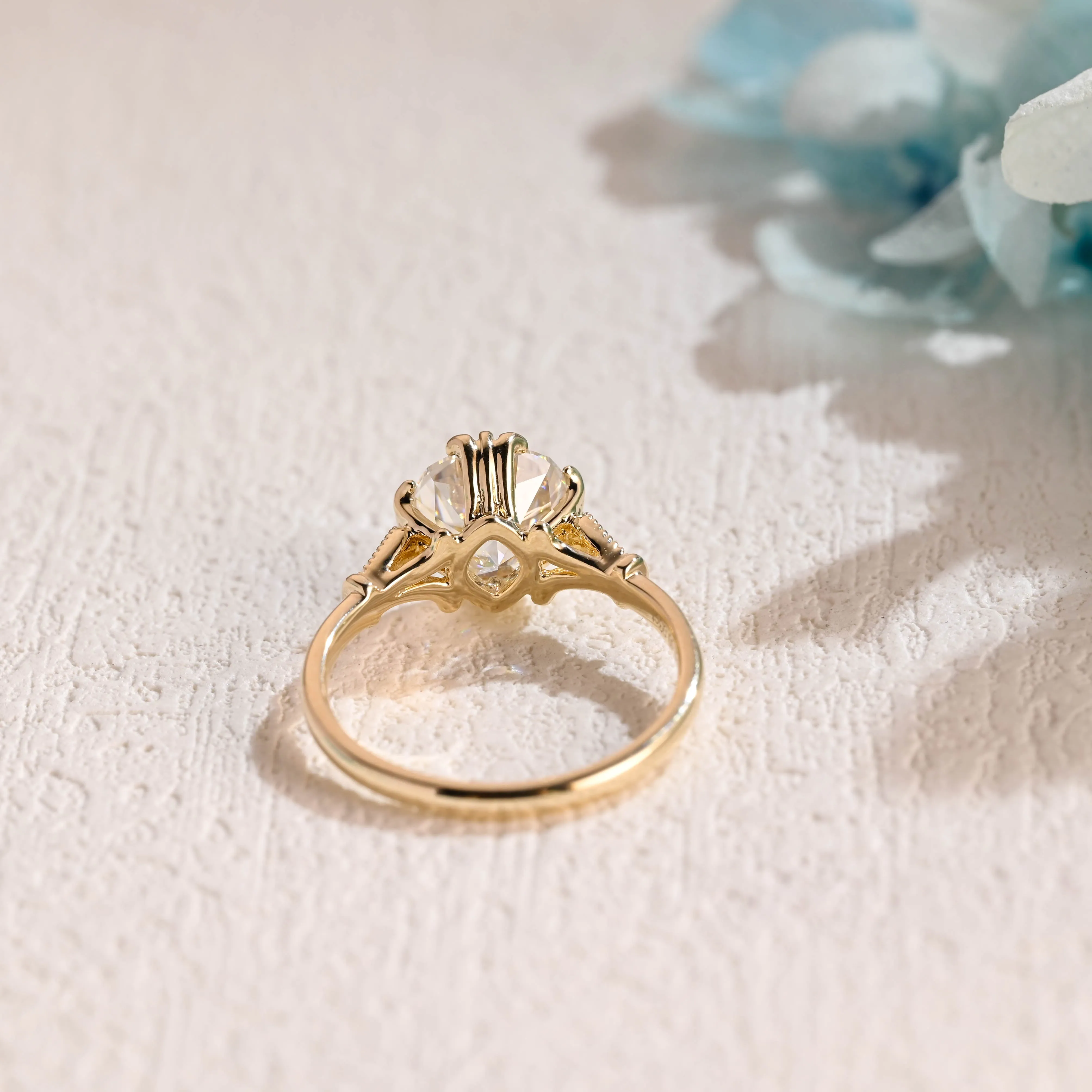 Solid Gold Cushion Cut Moissanite Engagement Ring, Vintage Wedding Ring, Promise Ring, Proposal Ring, Gift for Women Wife sold by Causyou product image thumbnail 5