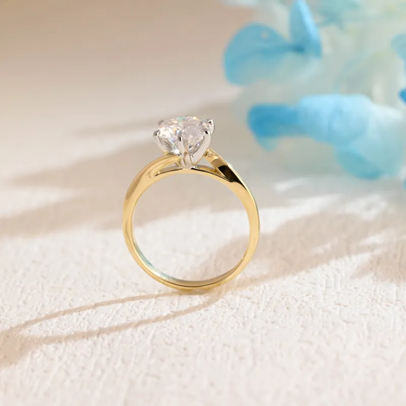 CausYou Solid Gold Bypass Two Tone Round Moissanite Engagement Ring, Solitaire Wedding Ring Bridal Ring for Women Wife sold by Causyou