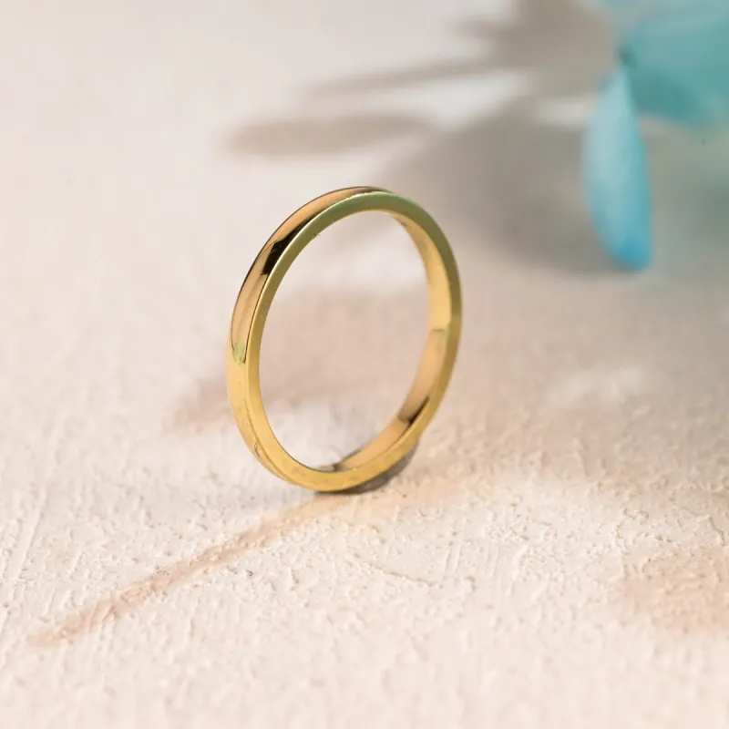 CausYou Solid Gold 2mm Wedding Band, Gold Plain Band, Stacking Wedding Ring, Matching Band, Gift for Women Wife sold by Causyou