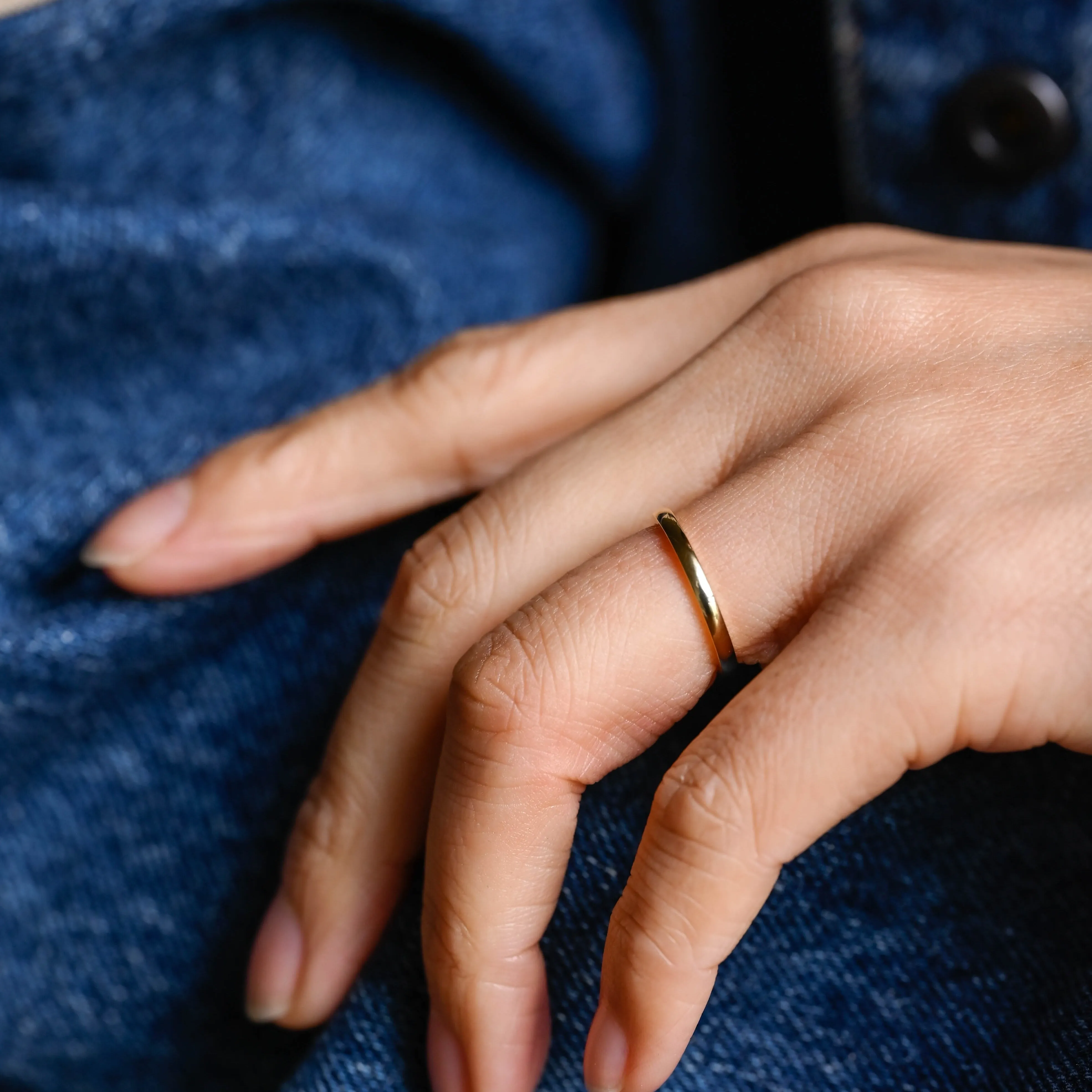 CausYou Solid Gold 2mm Wedding Band, Gold Plain Band, Stacking Wedding Ring, Matching Band, Gift for Women Wife sold by Causyou product image thumbnail 2