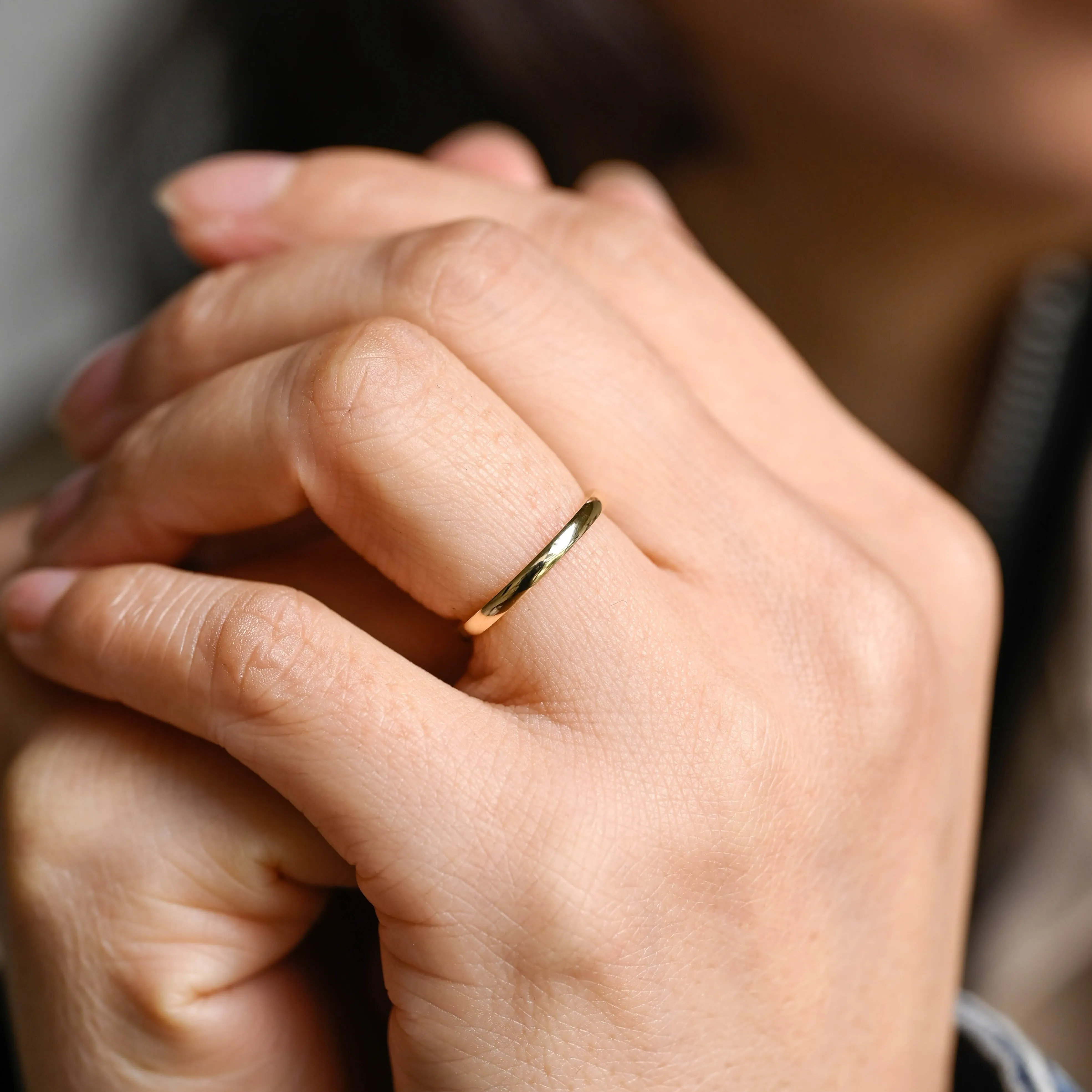 CausYou Solid Gold 2mm Wedding Band, Gold Plain Band, Stacking Wedding Ring, Matching Band, Gift for Women Wife sold by Causyou product image thumbnail 3