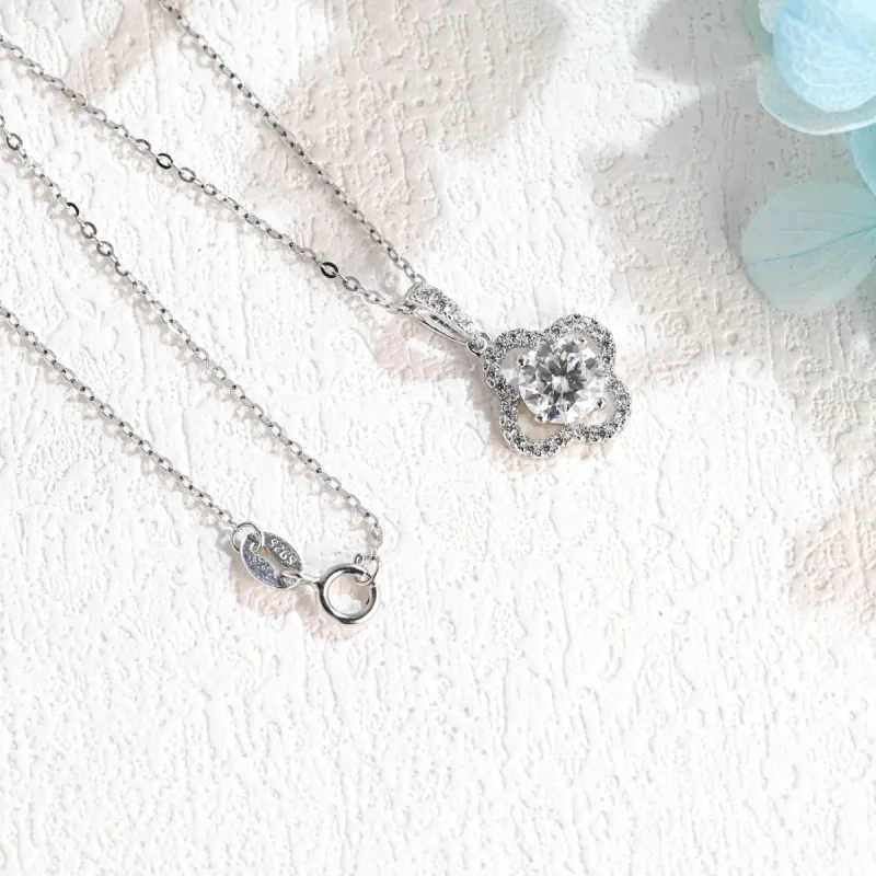 CausYou Solid Gold Four Leaf Clover Moissanite Pendant, Lucky Clover Necklace, Minimalist Accessories for Women sold by Causyou