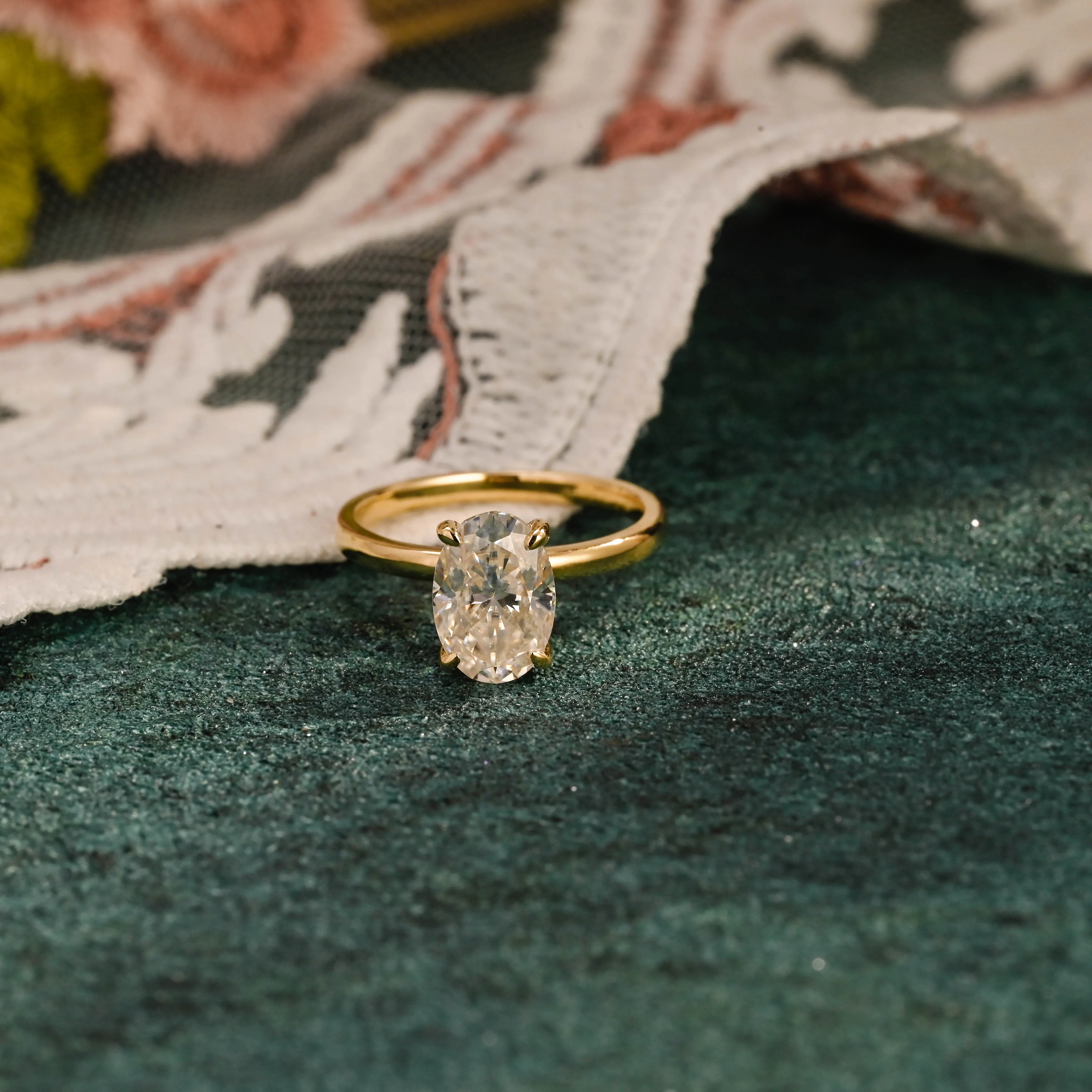 CausYou Solid Gold D/VS1 Oval Cut Lab Grown Diamond Engagement Ring, Double Hidden Halo Wedding Ring sold by Causyou product image thumbnail 5