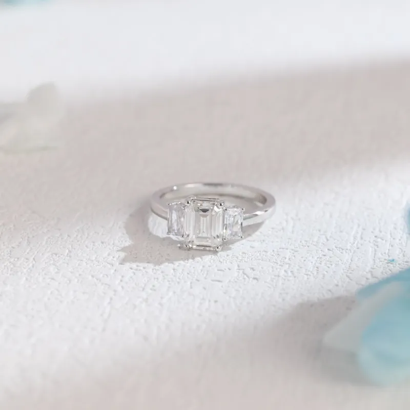 CausYou Solid Gold Emerald Cut Moissanite Engagement Ring, Promise Ring, Proposal Ring, Gift for Woman, Wife sold by Causyou