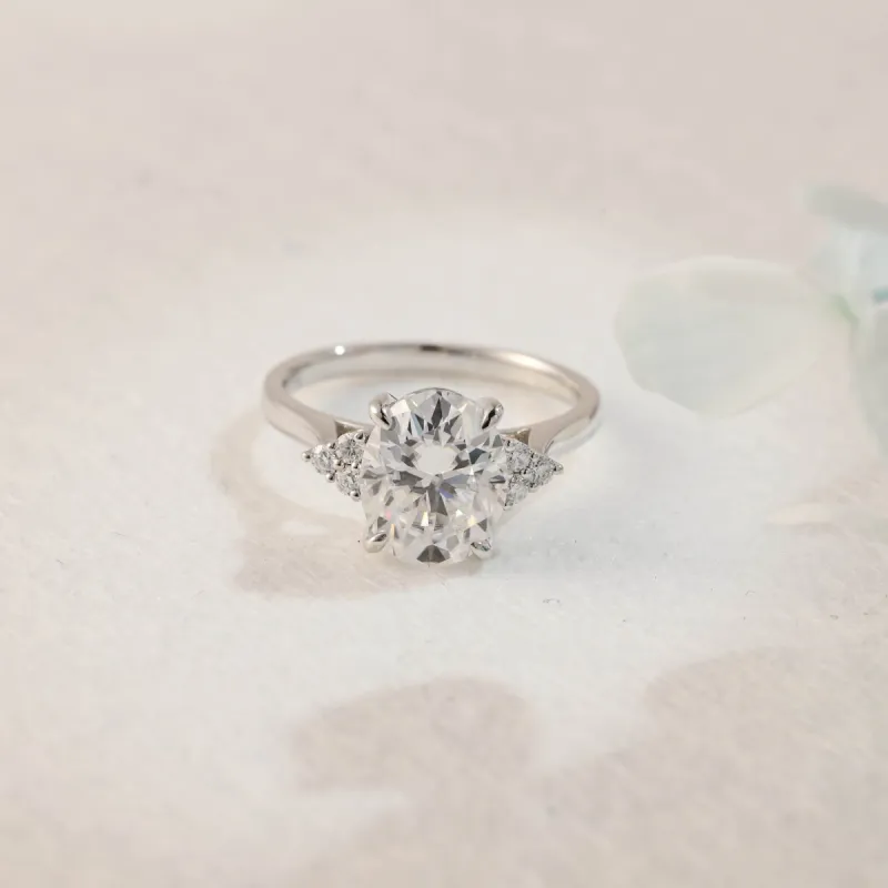 Solid Gold Oval Cut Moissanite Engagement Ring, Cathedral Setting Promise Ring, Proposal Ring, Gift for Woman, Wife sold by Causyou