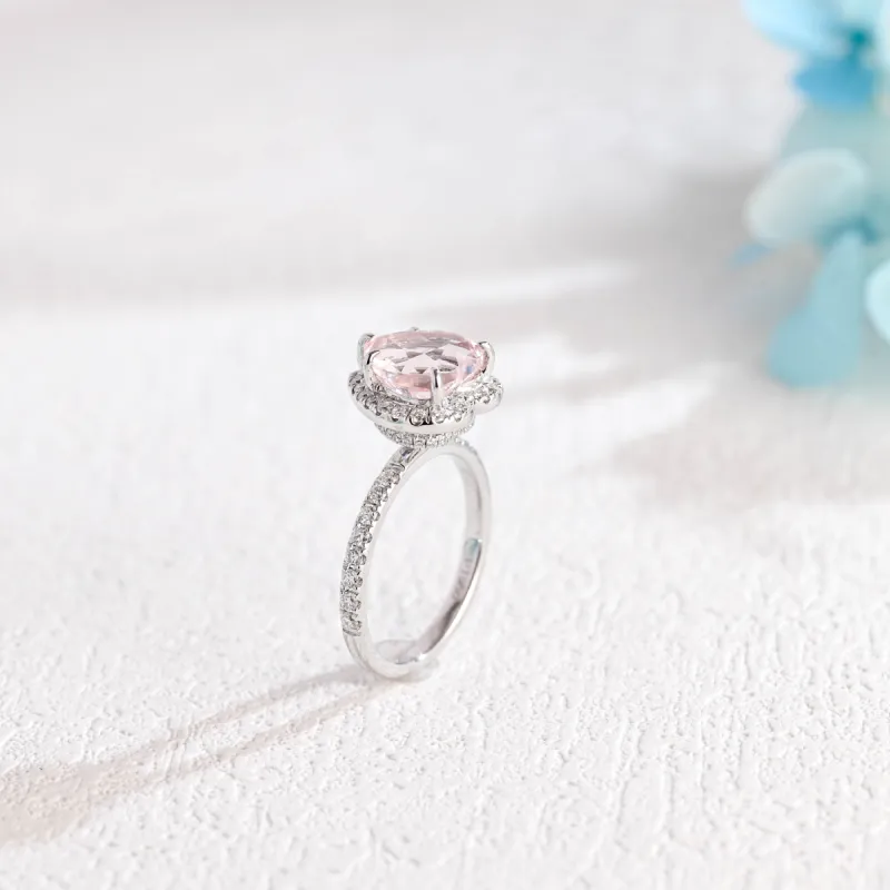 Solid Gold Heart Cut Light Pink Moissanite Engagement Ring, Promise Ring, Gift for Women Wife sold by Causyou