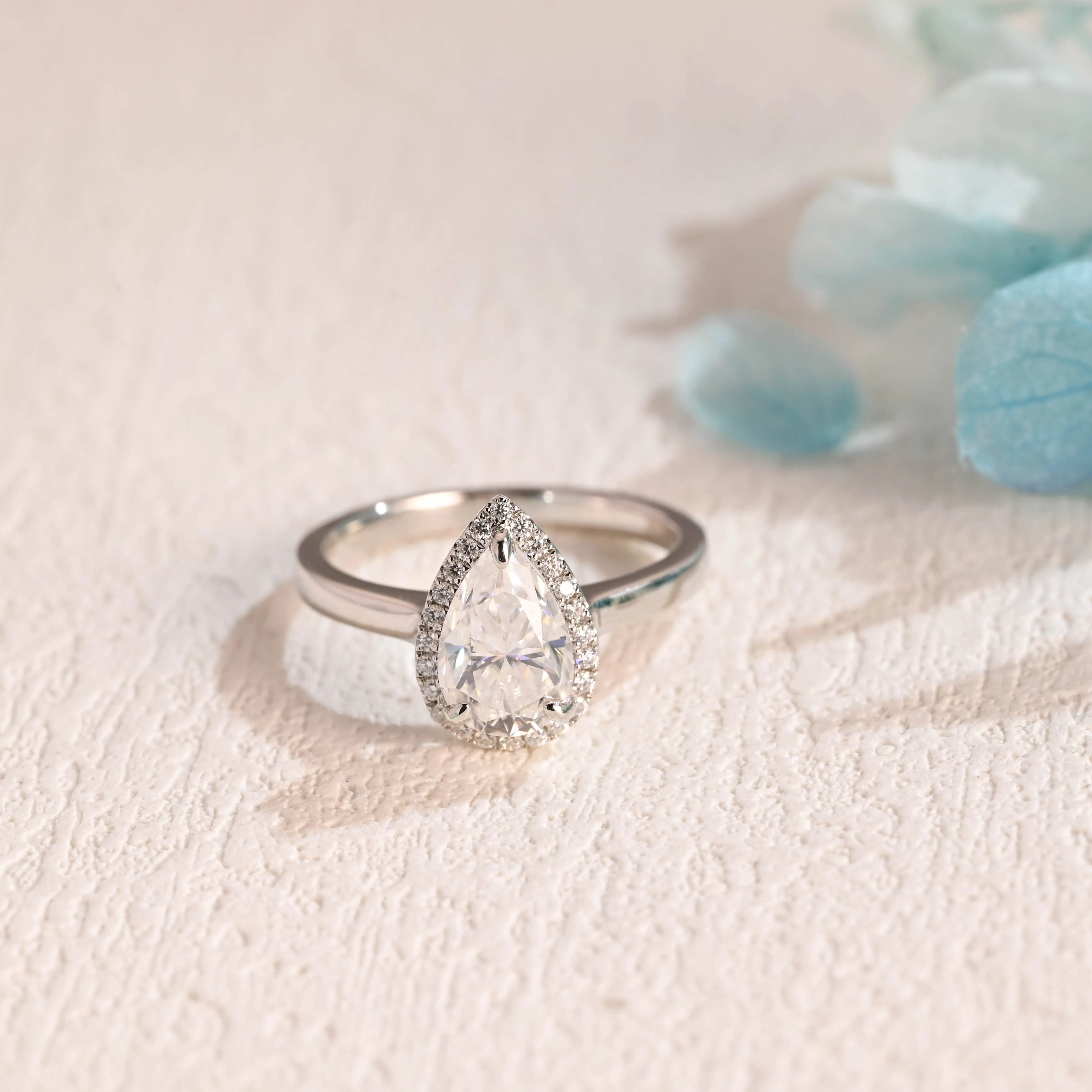 Solid Gold Pear Cut Moissanite Engagement Ring, Wedding Ring, Promise Ring, Gift for Women Wife sold by Causyou