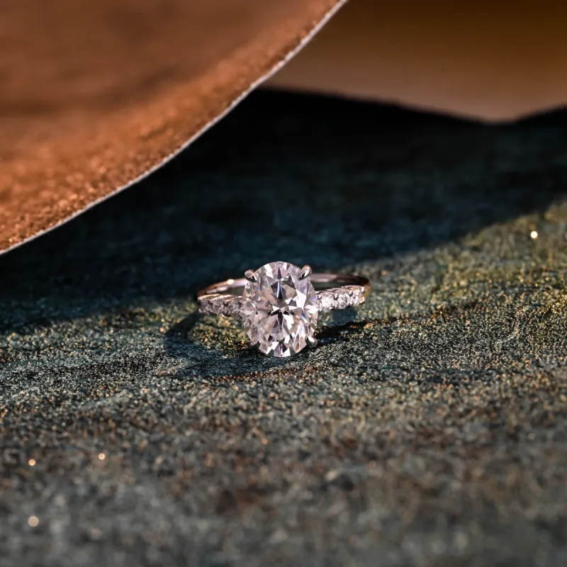 CausYou Solid Gold D/VS1 Oval Cut Lab Grown Diamond Engagement Ring, Wedding Bridal Promise Ring sold by Causyou