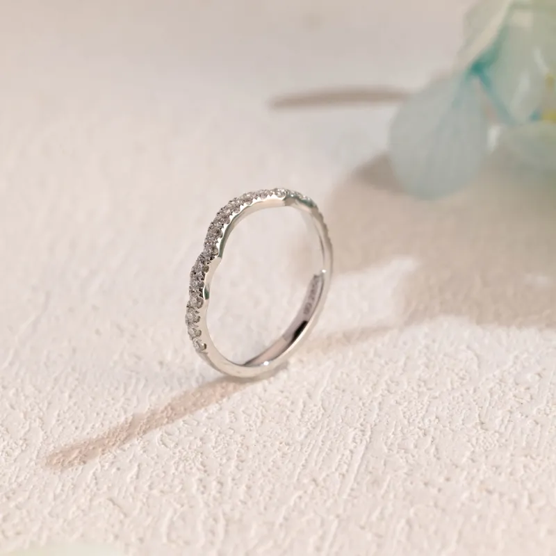 Solid Gold Half Eternity Round Cut Moissanite Wedding Band sold by Causyou