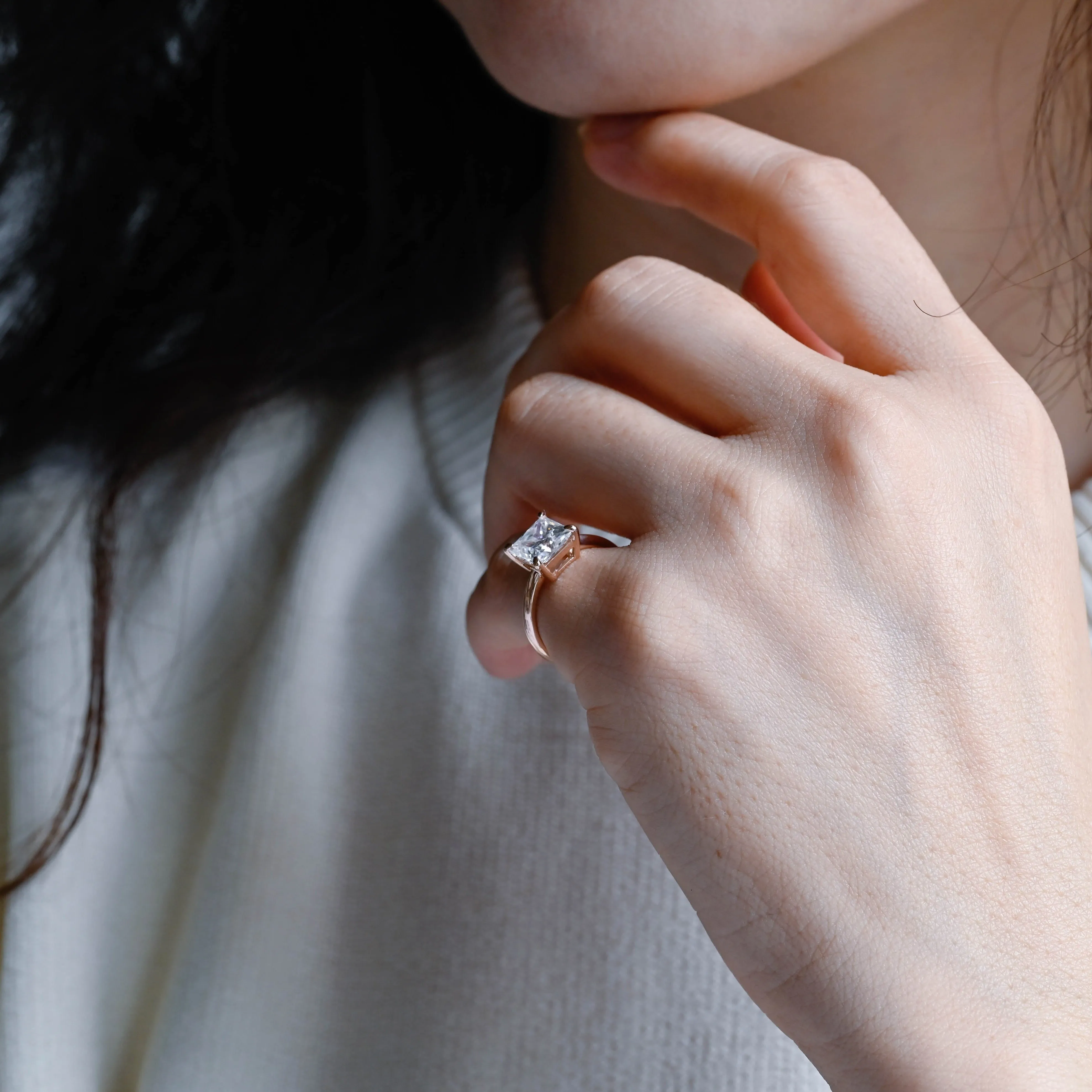 CausYou Solid Gold D/VS1 Princess Cut Lab Grown Diamond Wedding Ring, Low Setting Engagement Bridal Ring sold by Causyou product image thumbnail 4