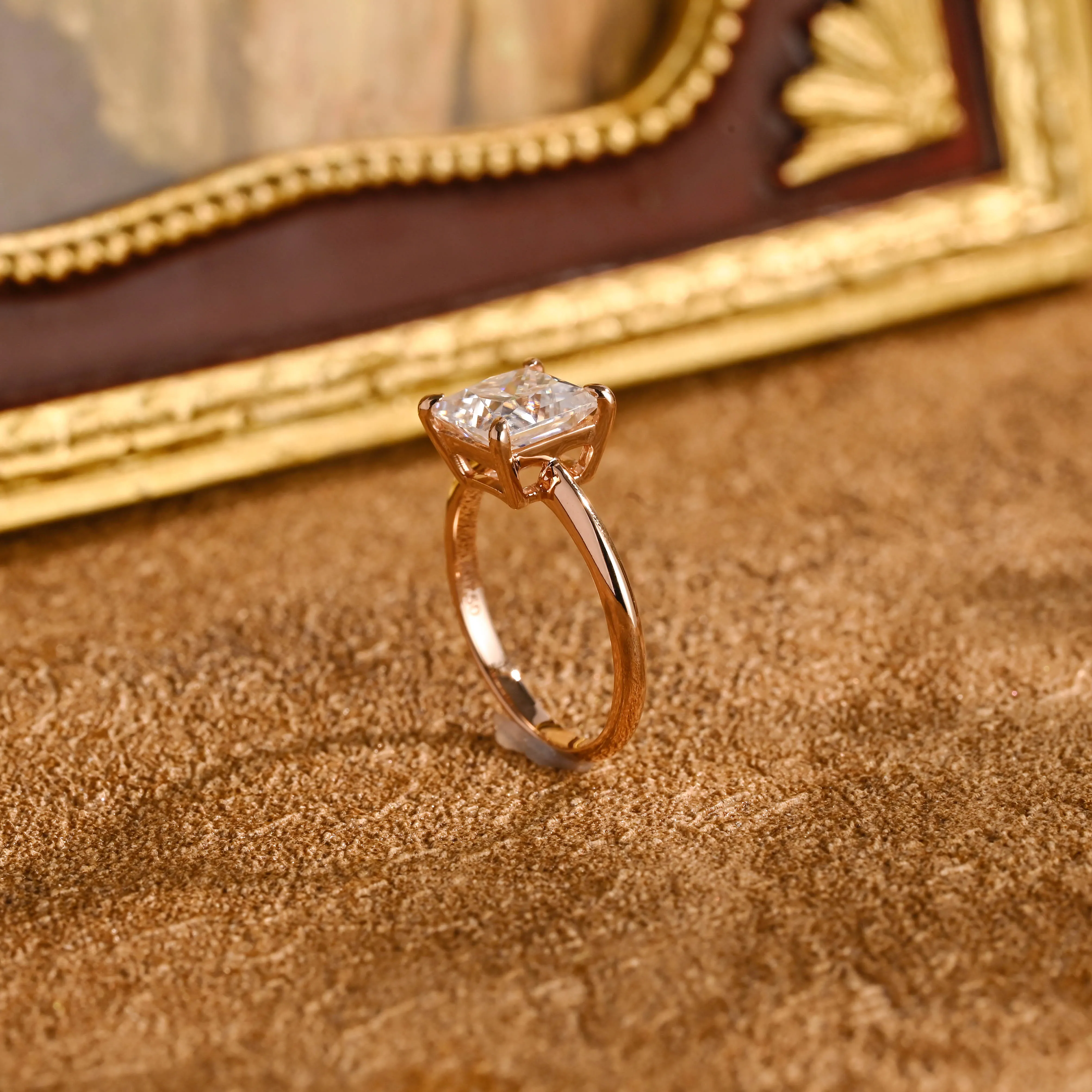 CausYou Solid Gold D/VS1 Princess Cut Lab Grown Diamond Wedding Ring, Low Setting Engagement Bridal Ring sold by Causyou