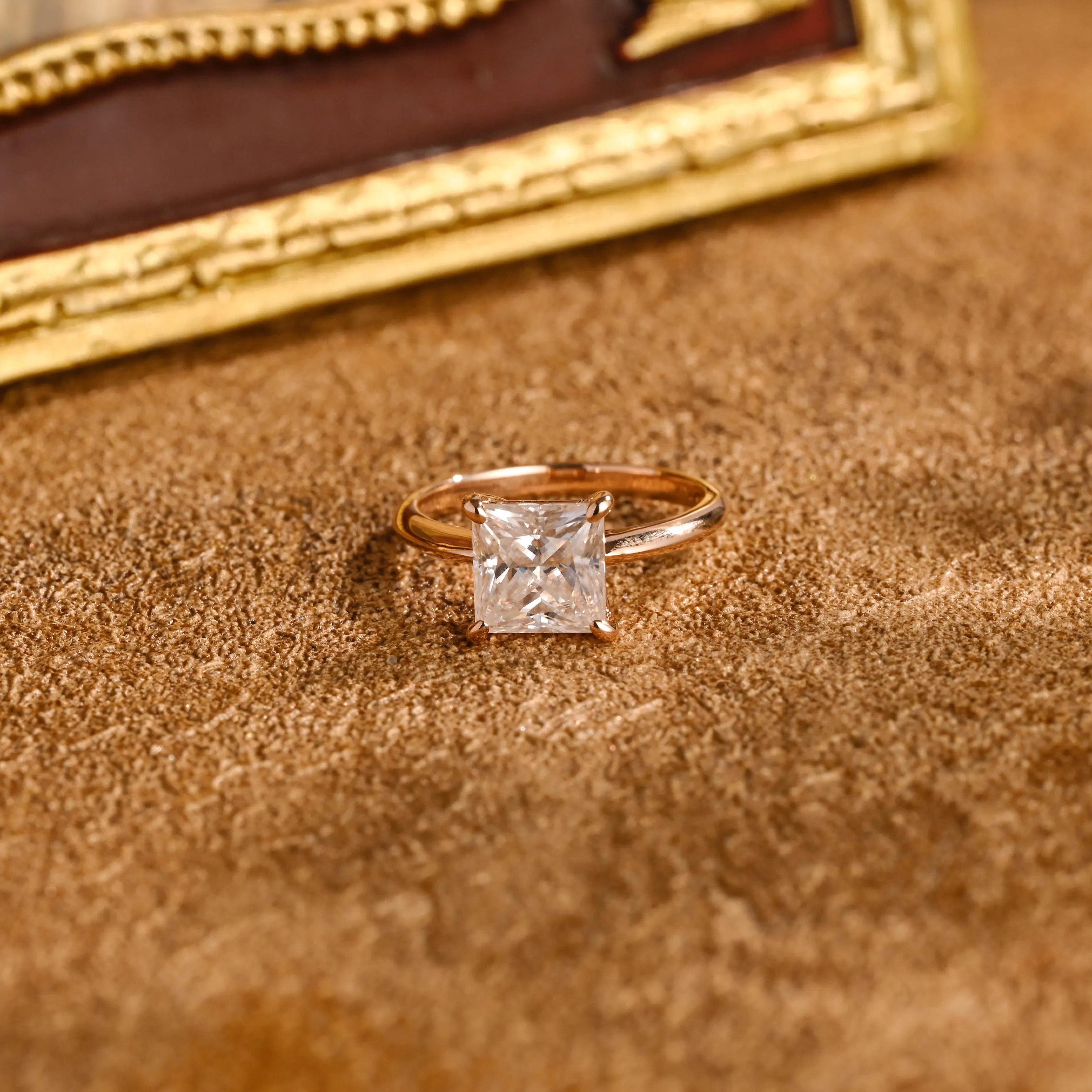 CausYou Solid Gold D/VS1 Princess Cut Lab Grown Diamond Wedding Ring, Low Setting Engagement Bridal Ring sold by Causyou product image thumbnail 5