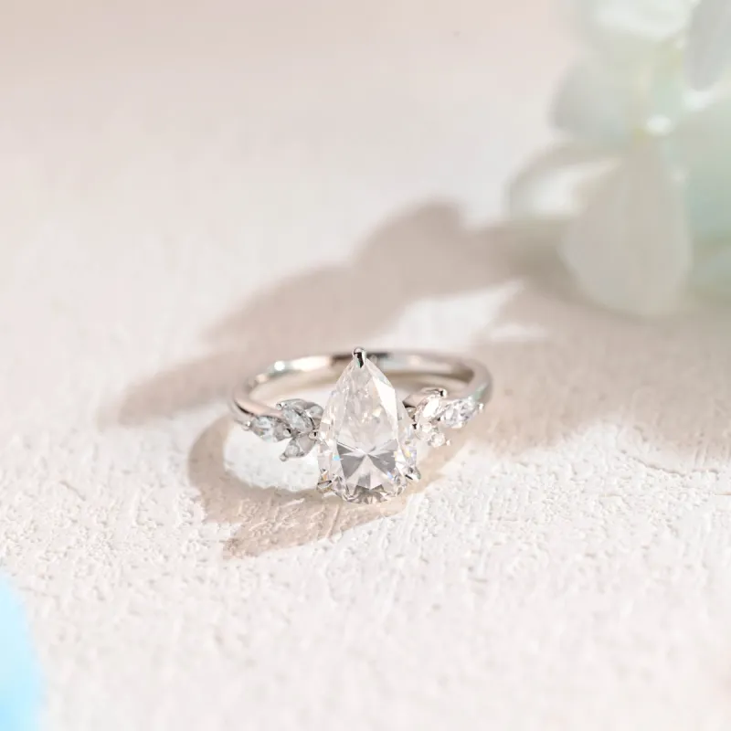 Solid Gold Pear Cut Moissanite Engagement Ring, Promise Ring, Proposal Ring, Gift for Woman, Wife sold by Causyou