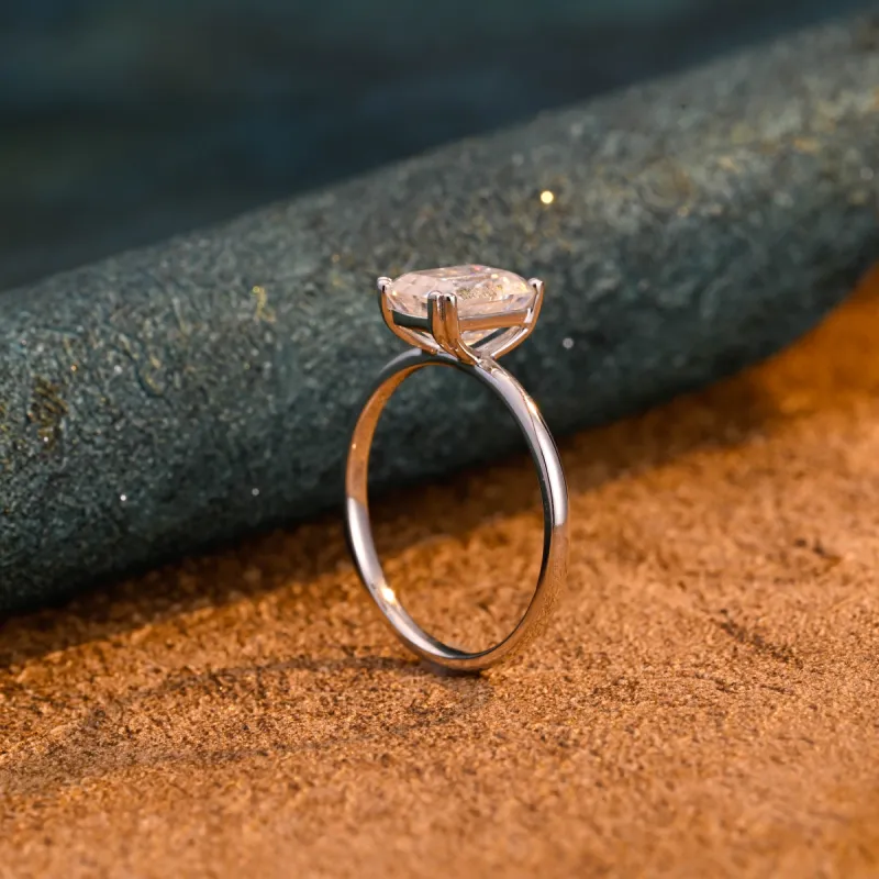 CausYou Solid Gold D/VS1 8 Prongs Emerald Cut Lab Grown Diamond Engagement Ring, Solitaire Bridal Wedding Ring sold by Causyou