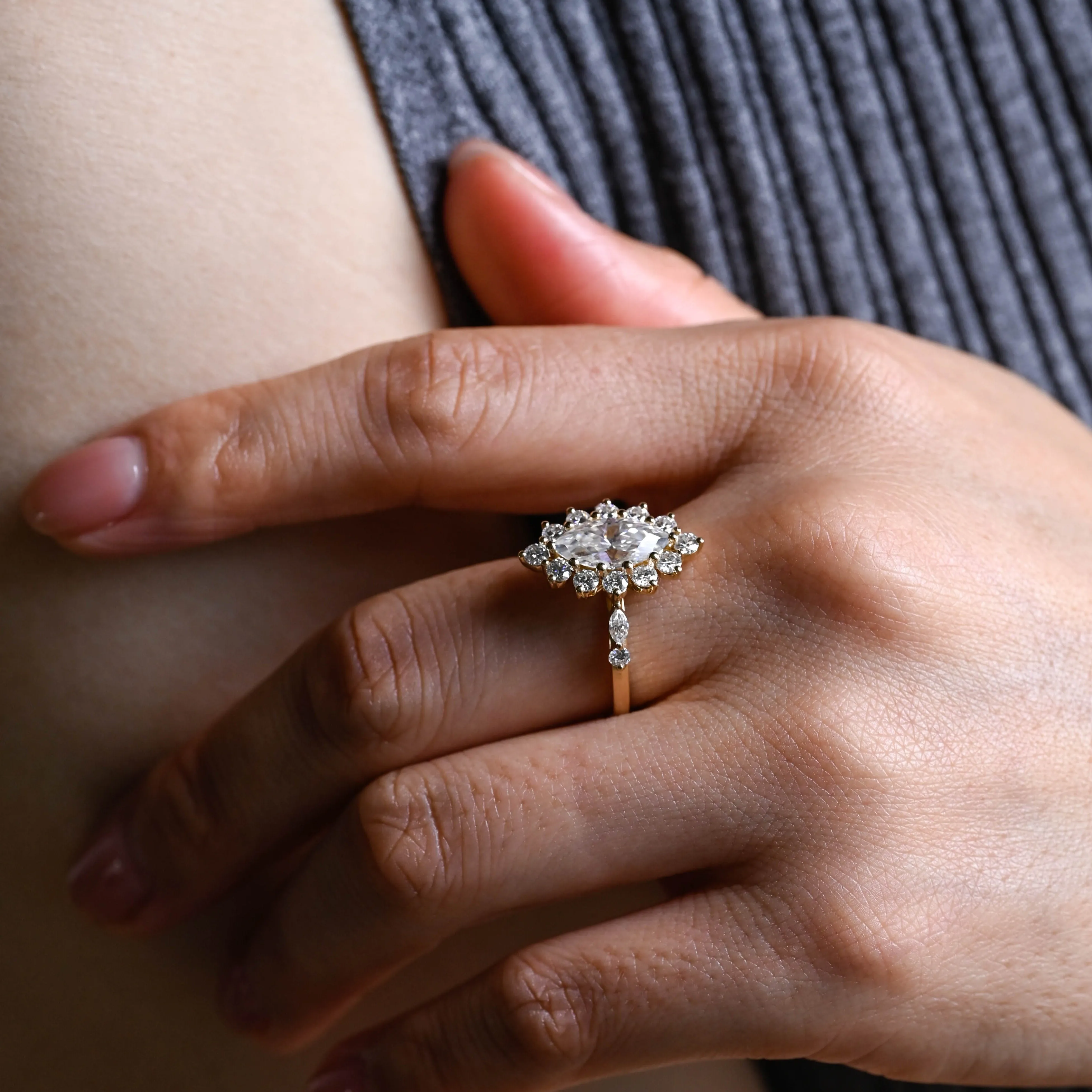 Solid Gold Marquise Cut Moissanite Engagement Ring, Promise Ring, Proposal Ring, Gift for Woman, Wife sold by Causyou product image thumbnail 3