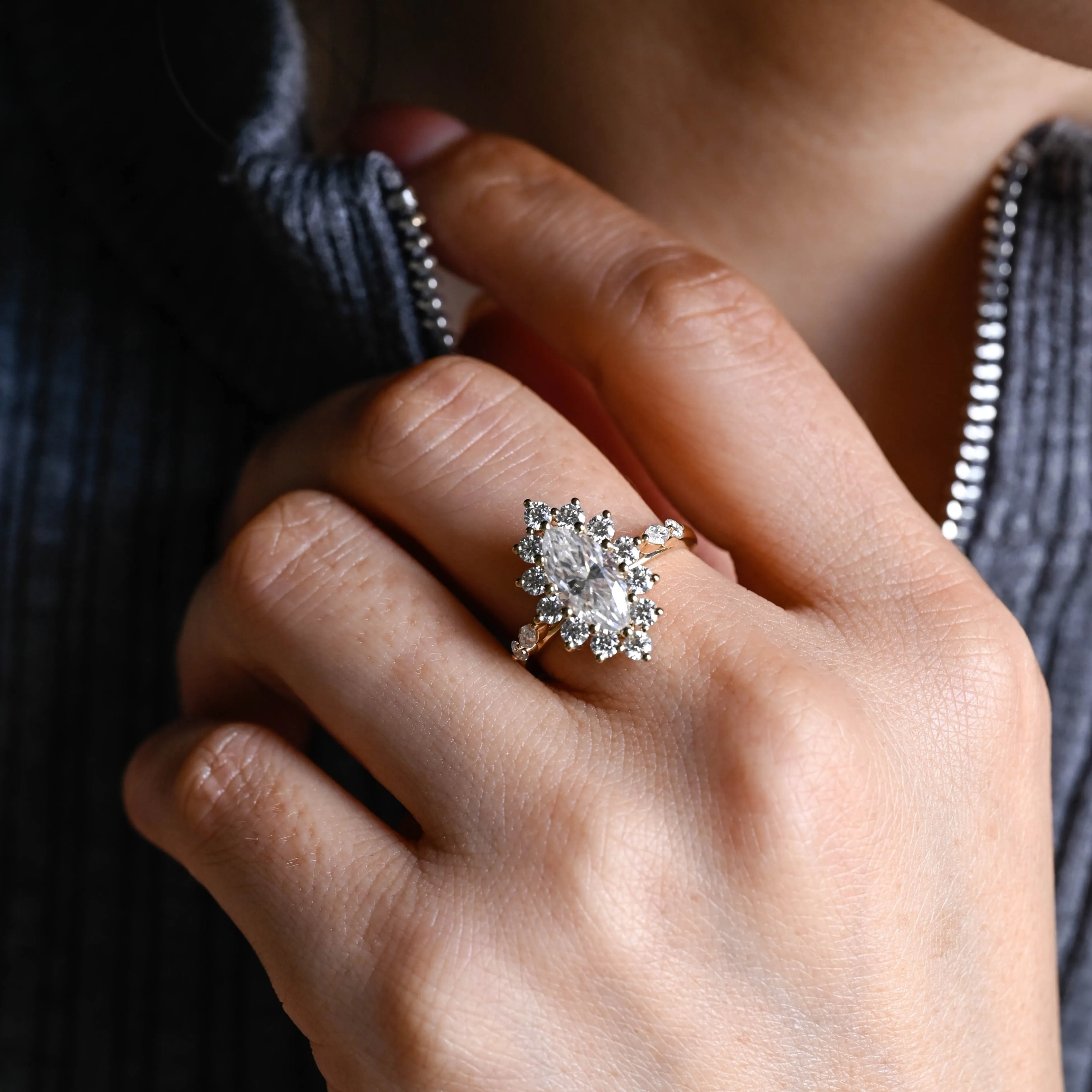 Solid Gold Marquise Cut Moissanite Engagement Ring, Promise Ring, Proposal Ring, Gift for Woman, Wife sold by Causyou product image thumbnail 2