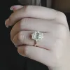CausYou Solid Gold D/VS1 Halo Emerald Cut Lab Grown Diamond Engagement Ring, Promise Ring for Her sold by Causyou