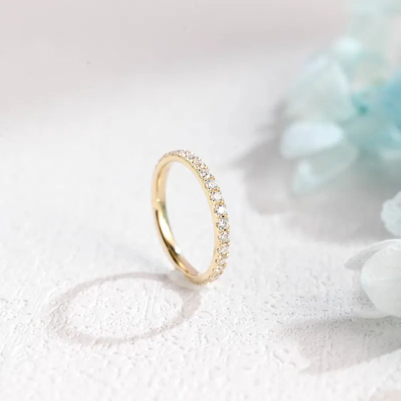 Solid Gold Full Eternity Round Cut Moissanite Wedding Band sold by Causyou