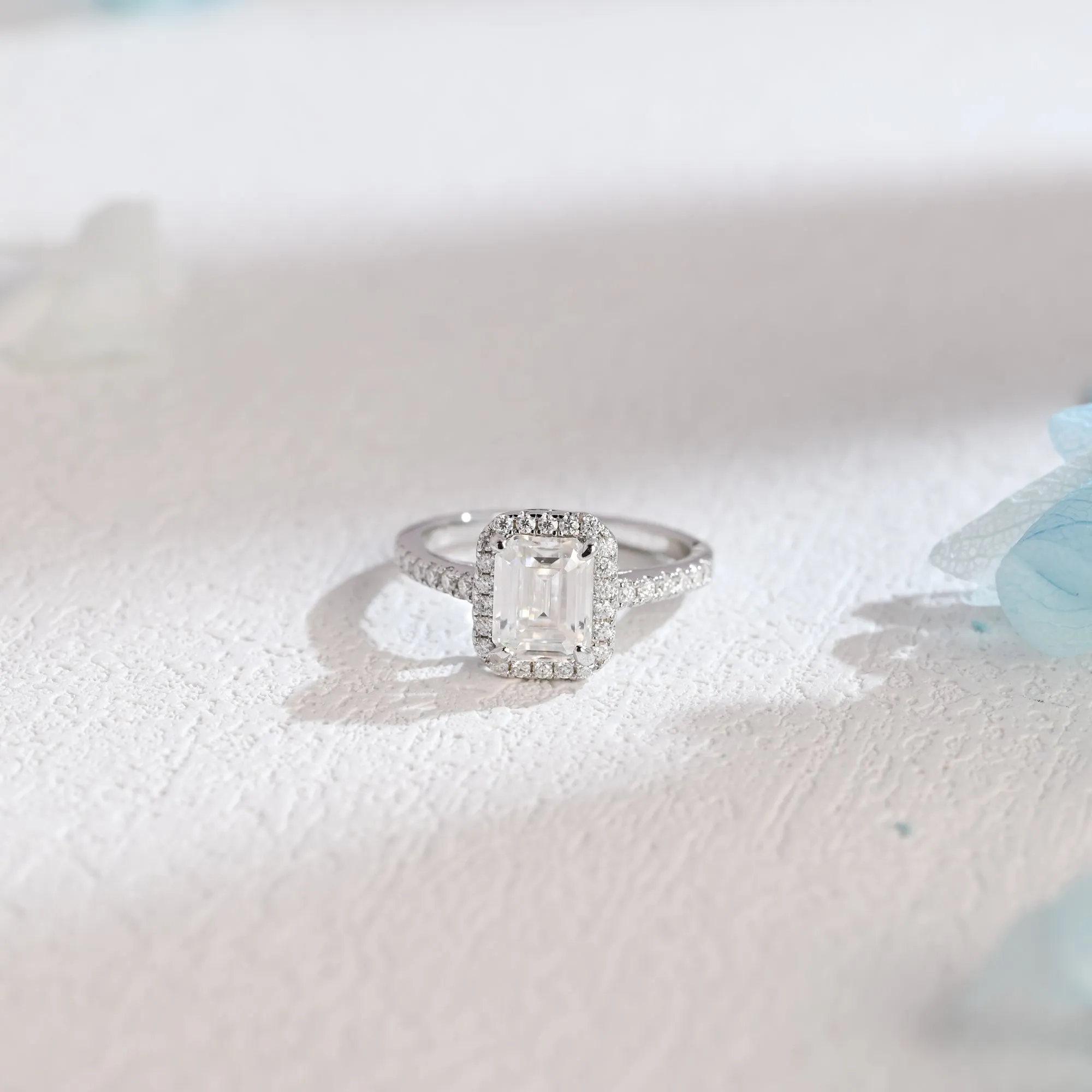 Solid Gold Solitaire Emerald Cut Moissanite Engagement Ring sold by Causyou