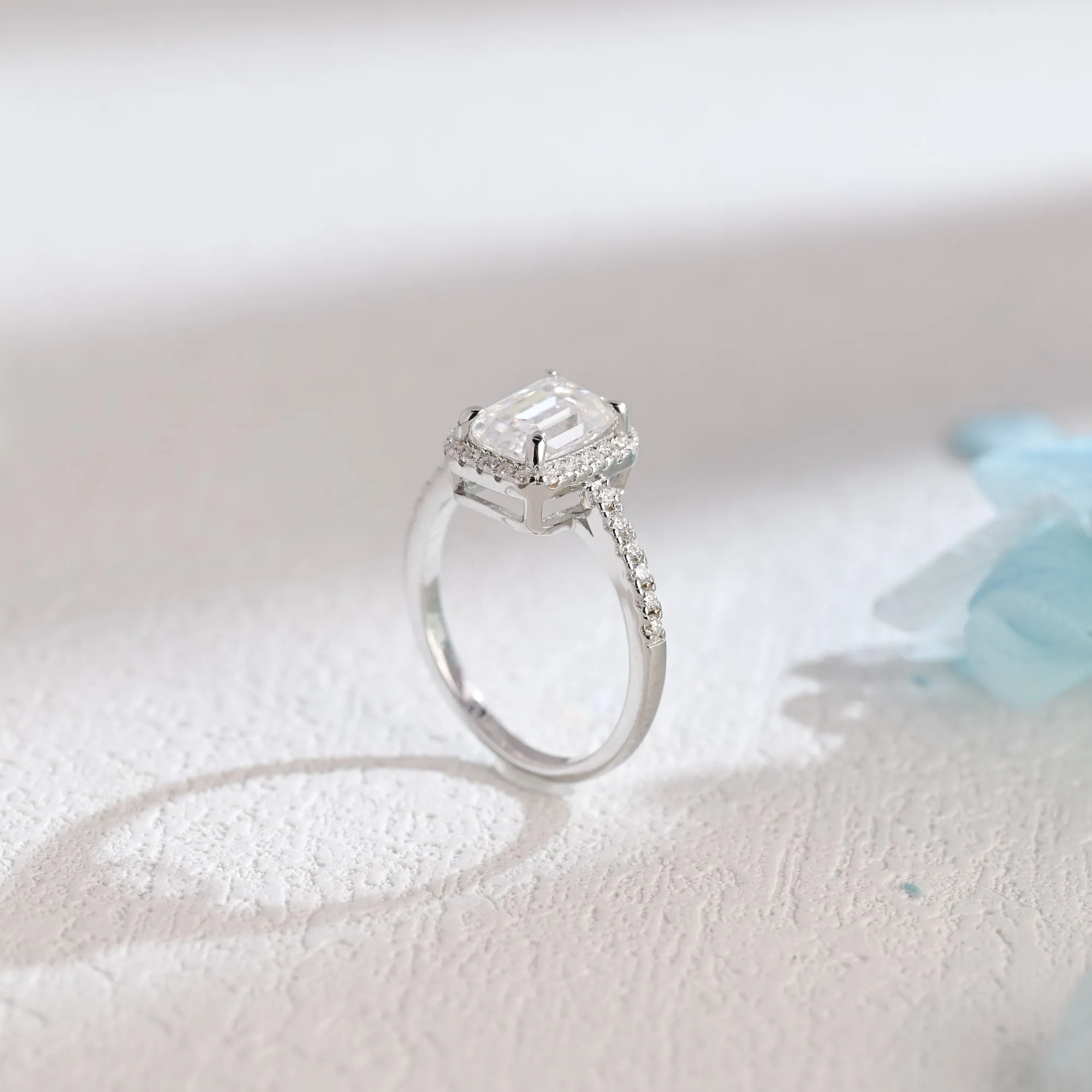 Solid Gold Solitaire Emerald Cut Moissanite Engagement Ring sold by Causyou product image thumbnail 5