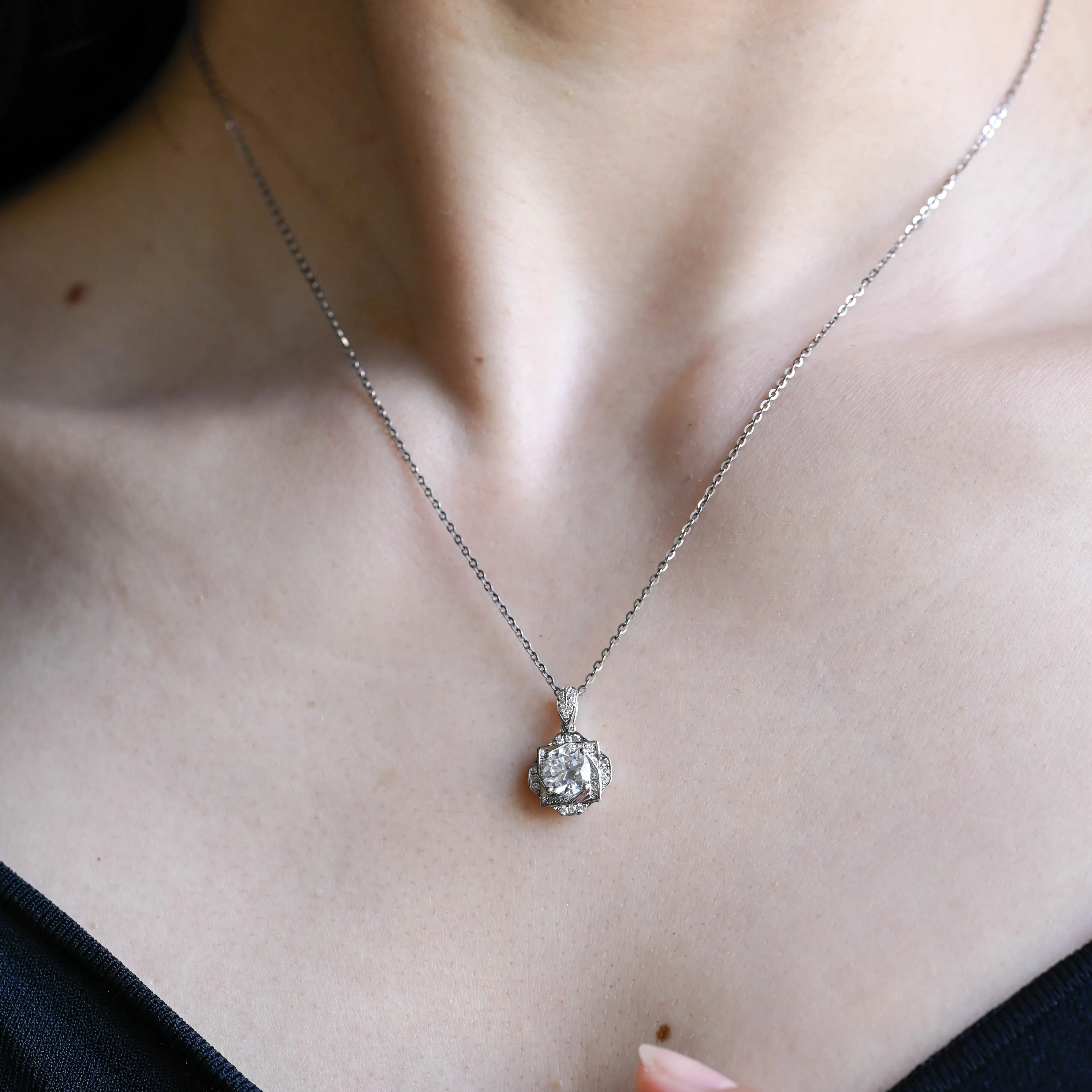 Solid Gold Round Cut Moissanite Pendant, Wedding Necklace, Anniversary Gift for Woman, Wife sold by Causyou product image thumbnail 4